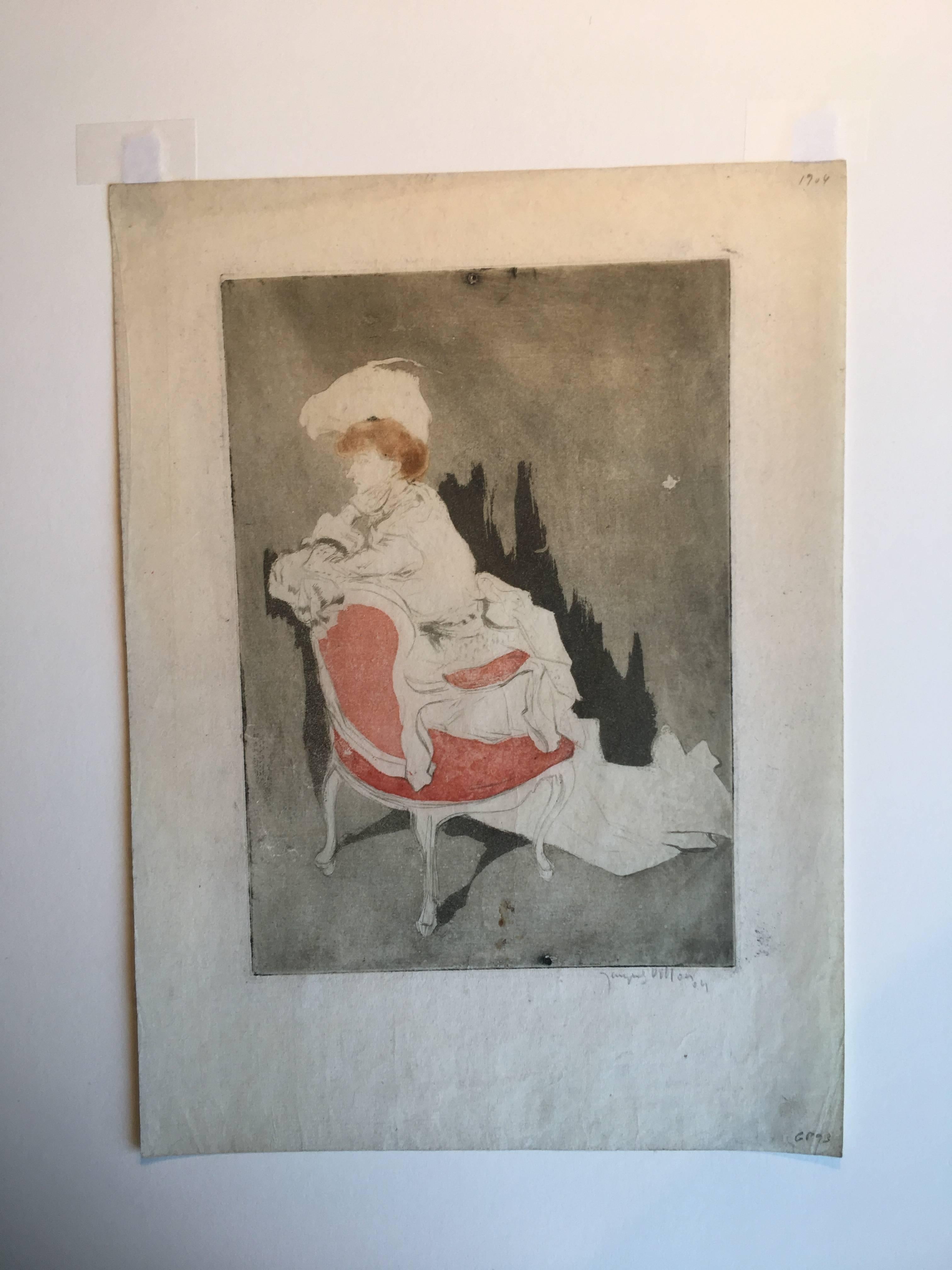 La Parisienne (tournee a gauche, petite planche) - Impressionist Print by Jacques Villon