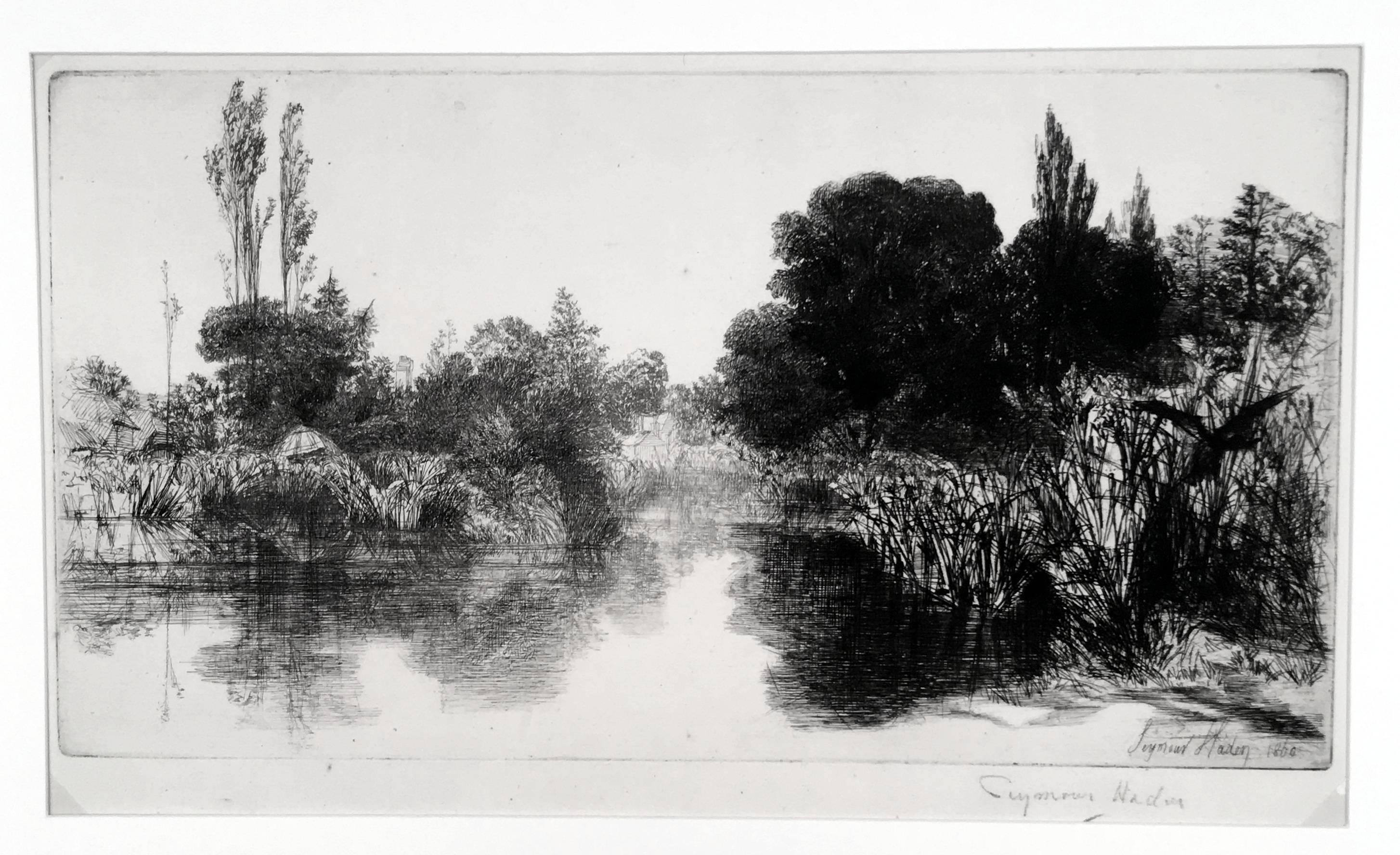 Seltener Mill Pond II (großer Teller) – Print von Seymour Haden