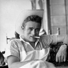 James Dean on location for "Giant" in Marfa, Texas
