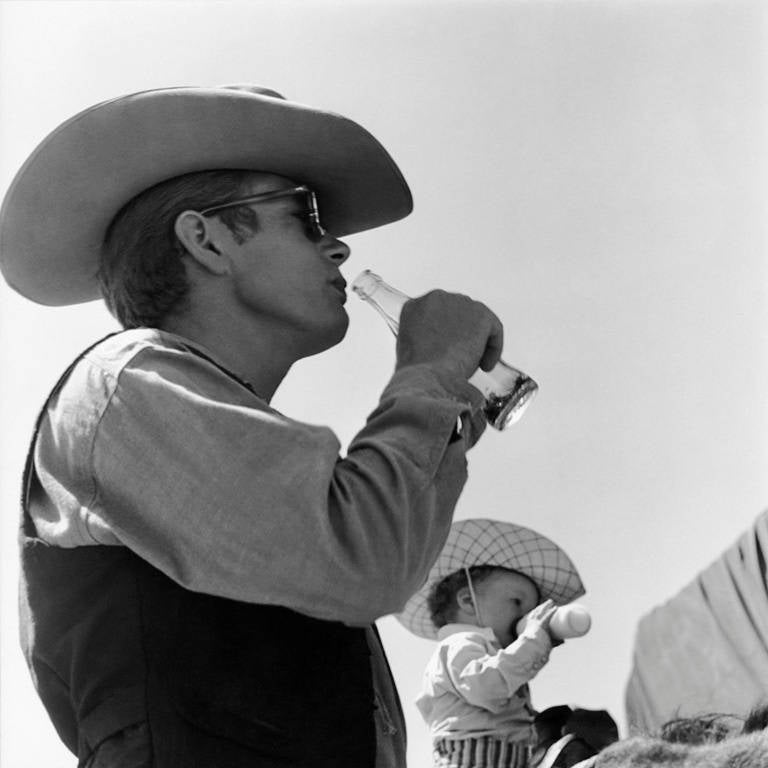Sid Avery Black and White Photograph - James Dean on Location for "Giant" in Marfa, Texas