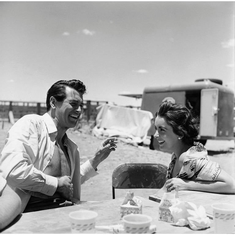 Sid Avery Black and White Photograph - Rock Hudson and Elizabeth Taylor on Location for "Giant" in Marfa, Texas