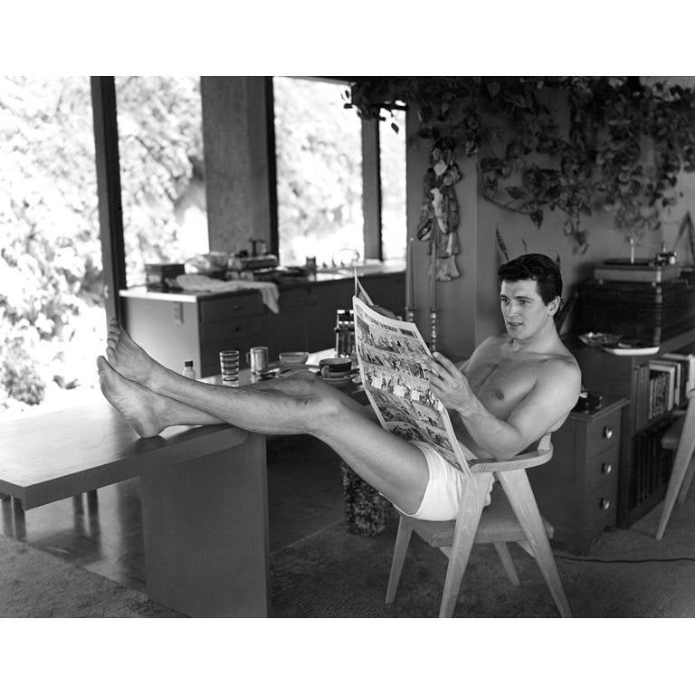 Sid Avery Black and White Photograph - Rock Hudson at Home in North Hollywood