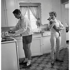 Paul Newman and Joanne Woodward in the Kitchen of their Beverly Hills Home