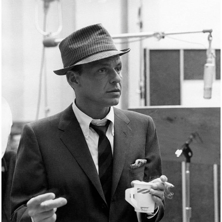 Sid Avery Black and White Photograph - Frank Sinatra at a Capitol Records Recording Session for "Come Dance With Me"