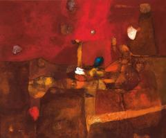 Untitled Abstract Surrealist Composition in Red (circa 1964)