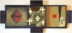 Vintage Triptych (Crosses - Heart - Cows Head - Wrestler)