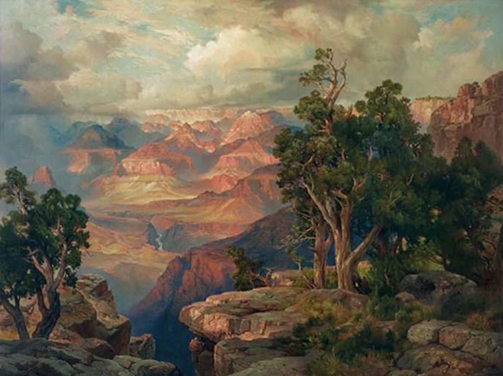 Thomas Moran Landscape Print - Grand Canyon of Arizona from Hermit Rim Road 
