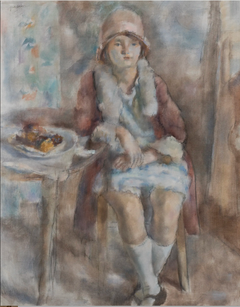 JULES PASCIN "Jeune fille au café" 1927 (Ragazza al bar) dipinto a olio