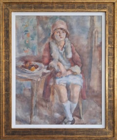 JULES PASCIN "Jeune fille au café" 1927 (Ragazza al bar) dipinto a olio