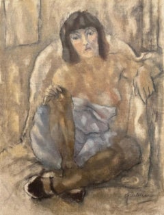 JULES PASCIN "Femme Assise" 1927-1928 pittura ad olio