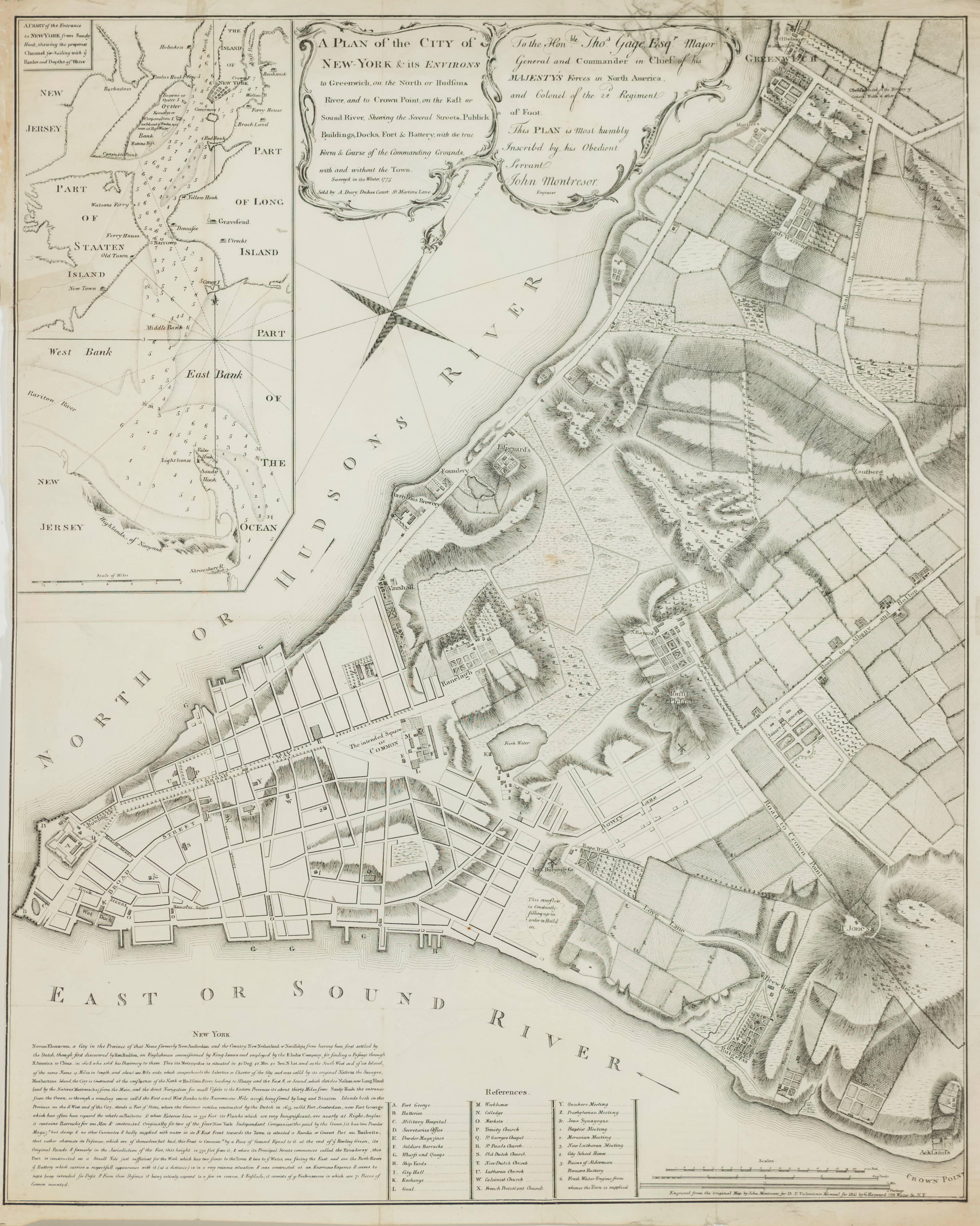 George Hayward Print - Plan of the City of New York by John Montresor 1775