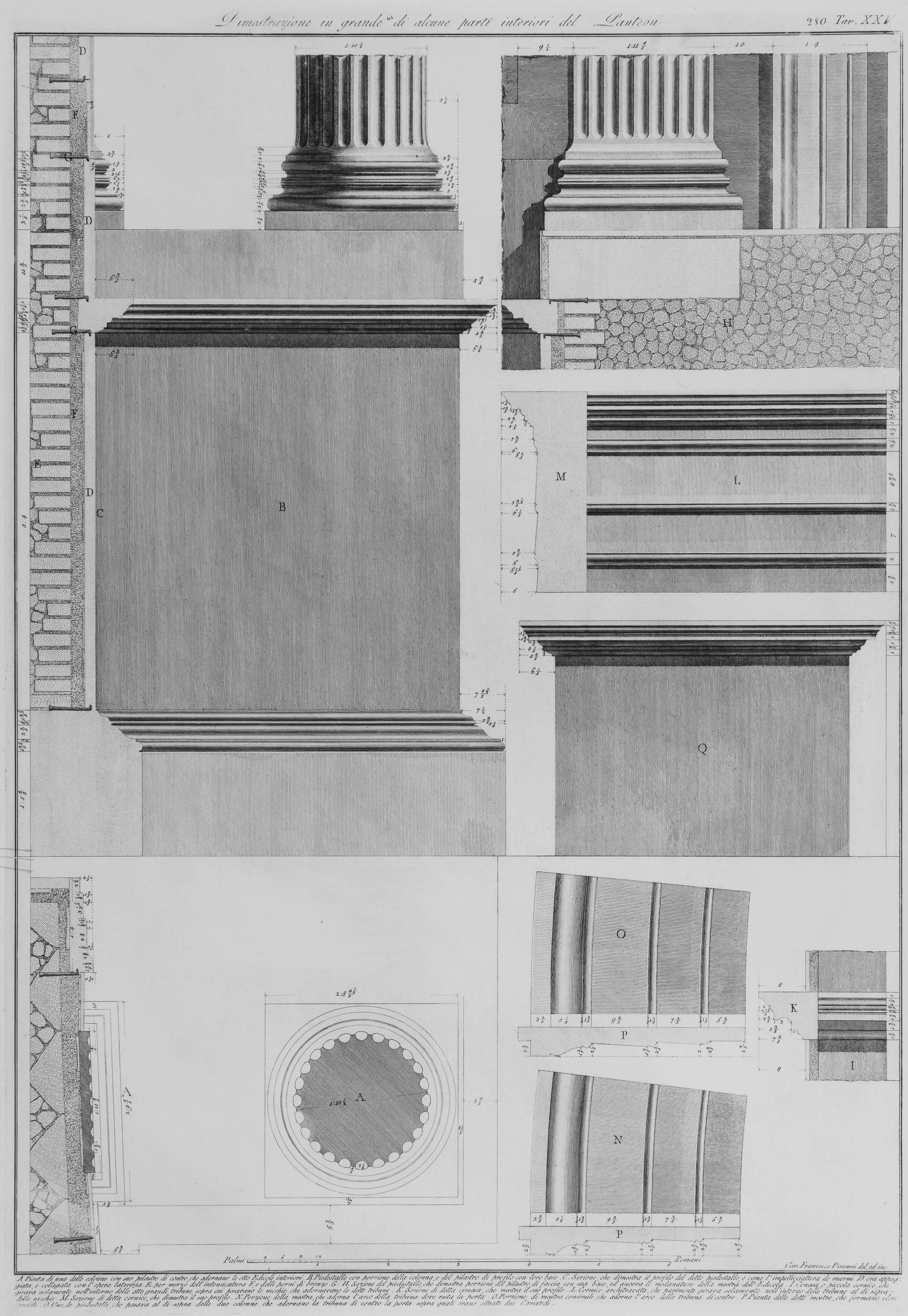 Giovanni Battista Piranesi Interior Print - Architectural Elements of the Interior of the Pantheon