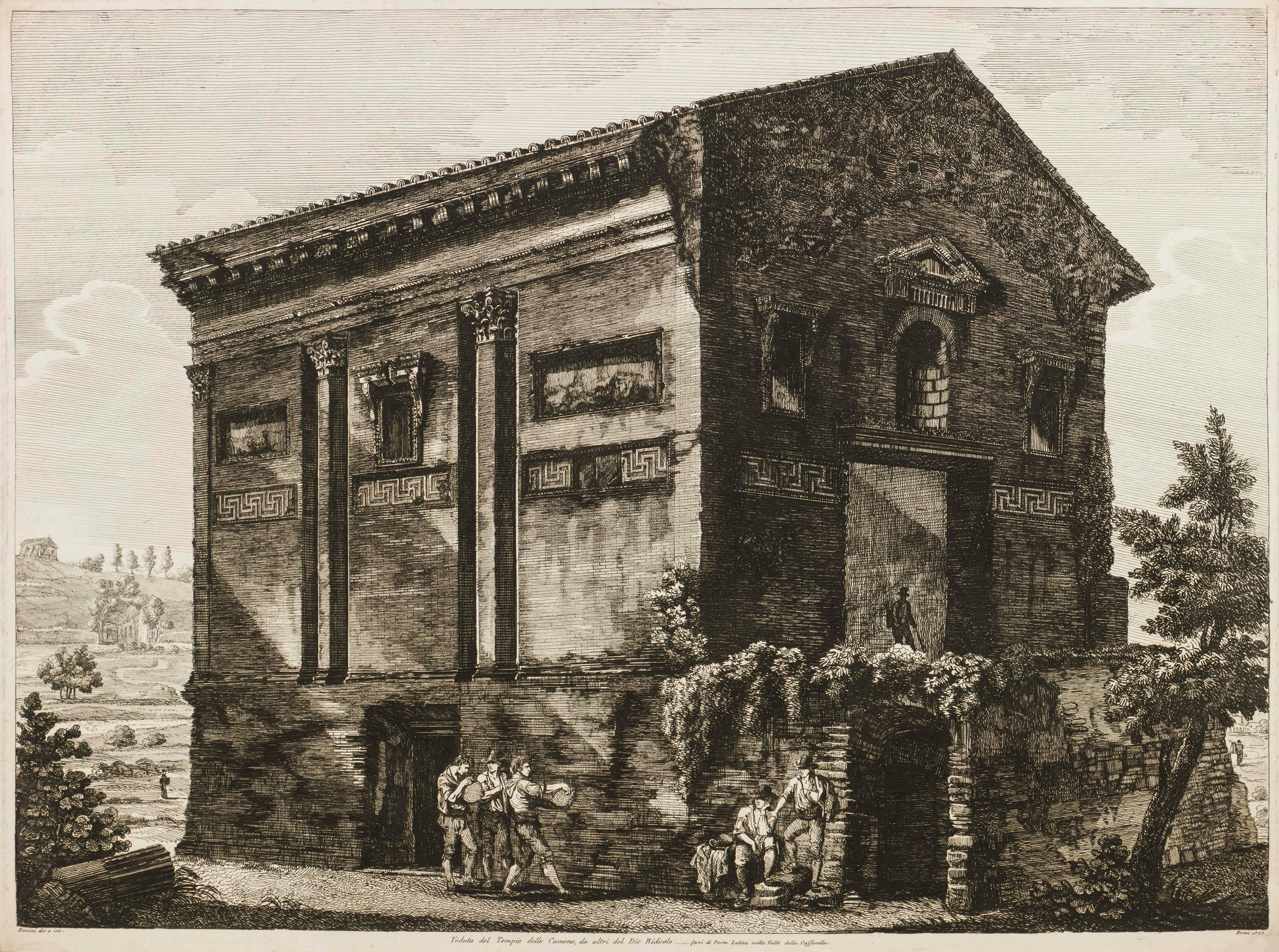 Luigi Rossini Landscape Print - View of the Temple of Camene Rome