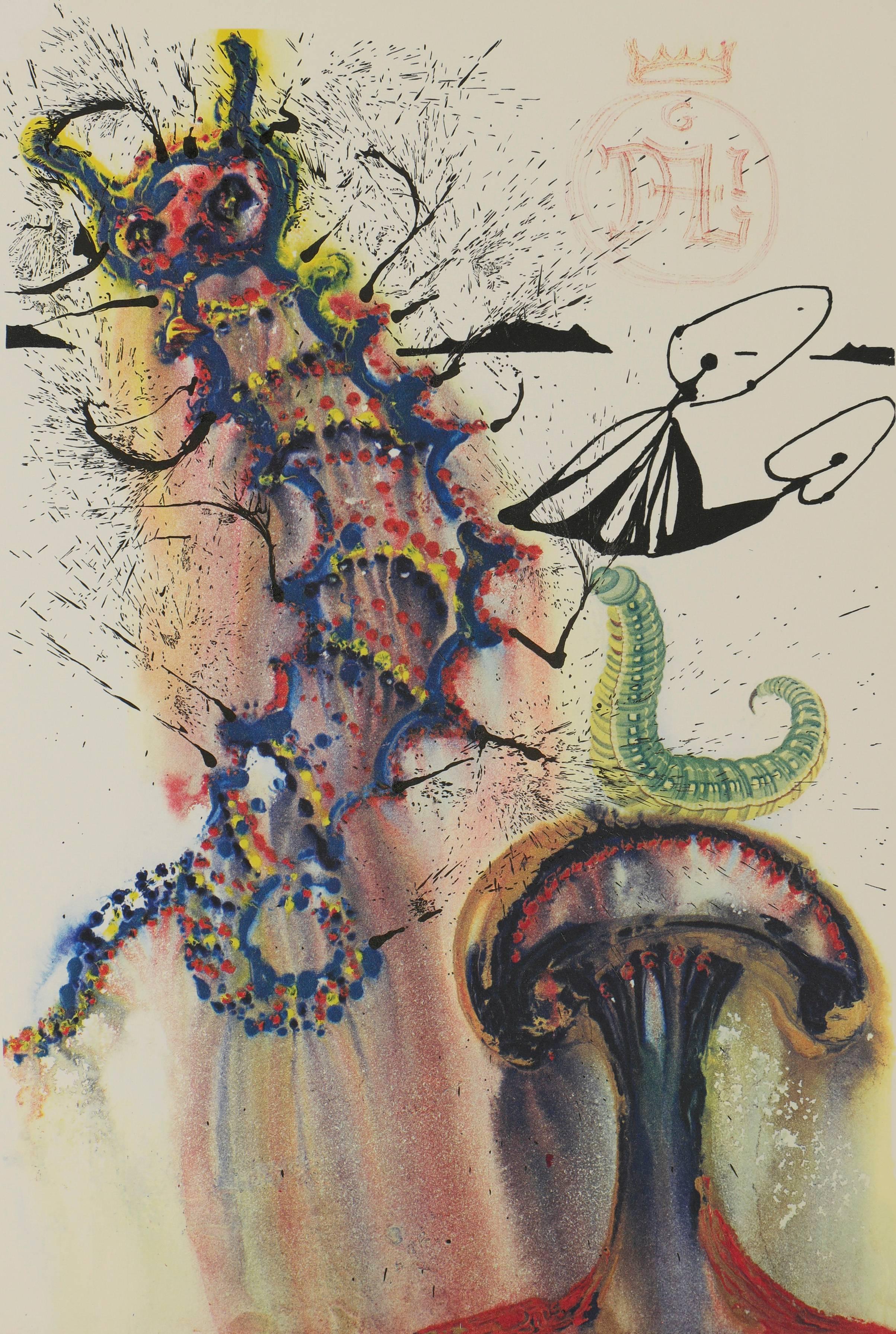 Salvador Dalí Figurative Print - Advice From a Caterpillar