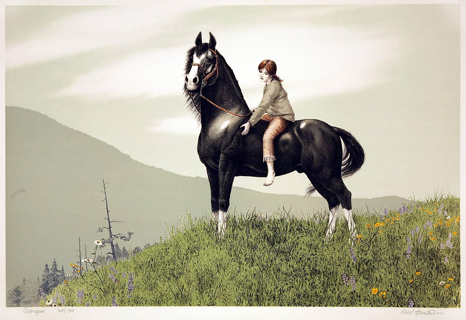 Mel Hunter Animal Print - Girl Exercising Her Horse