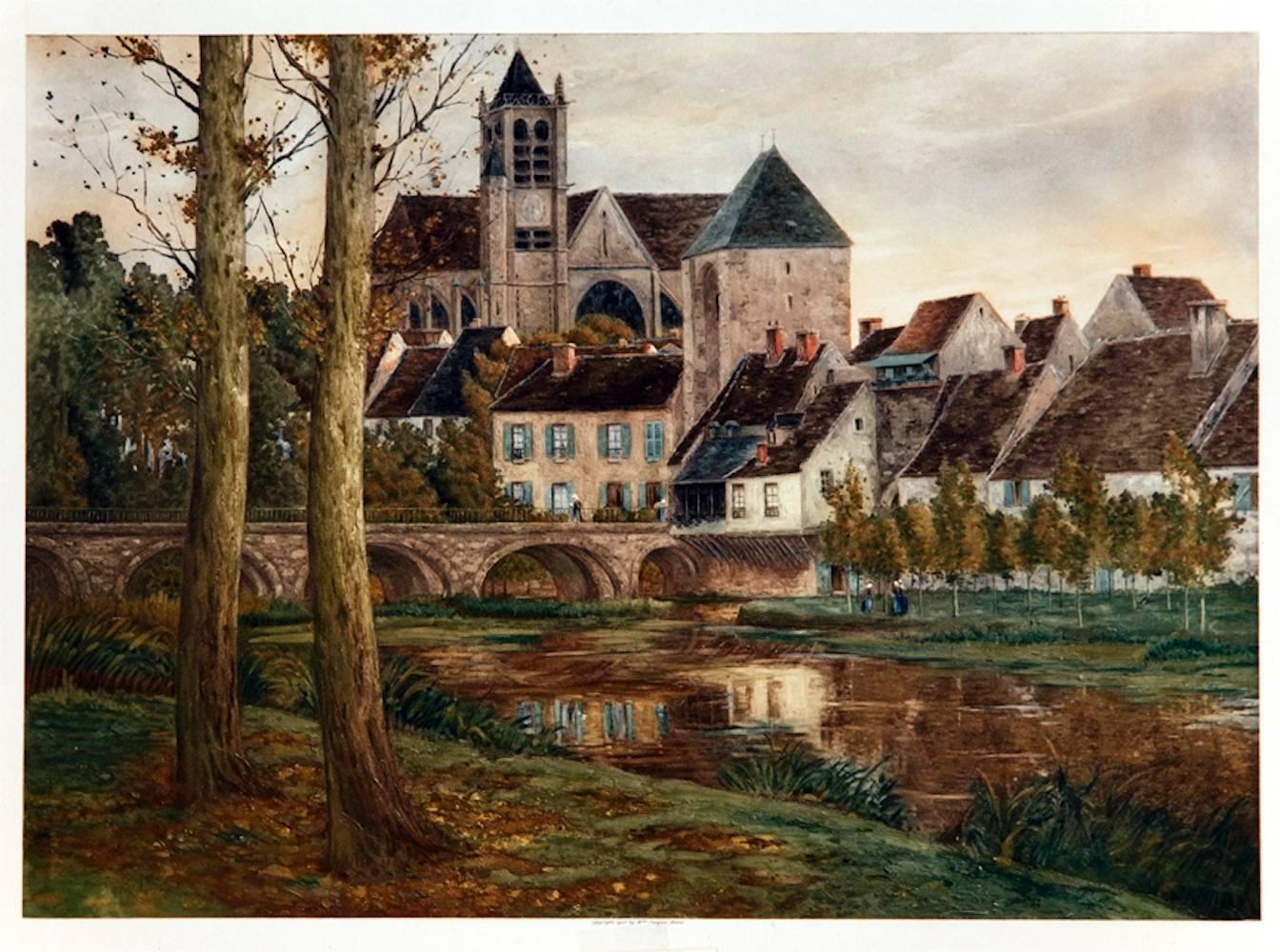 Unknown Landscape Print - French Village by a Stream