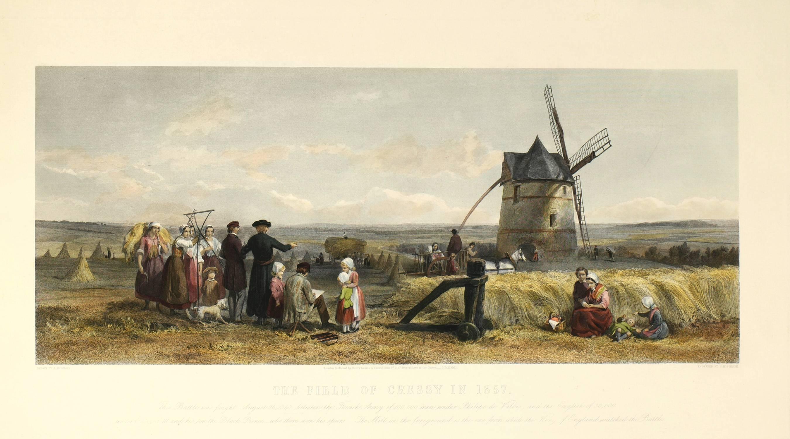 John Absolom. Landscape Print - The Field with Windmill 