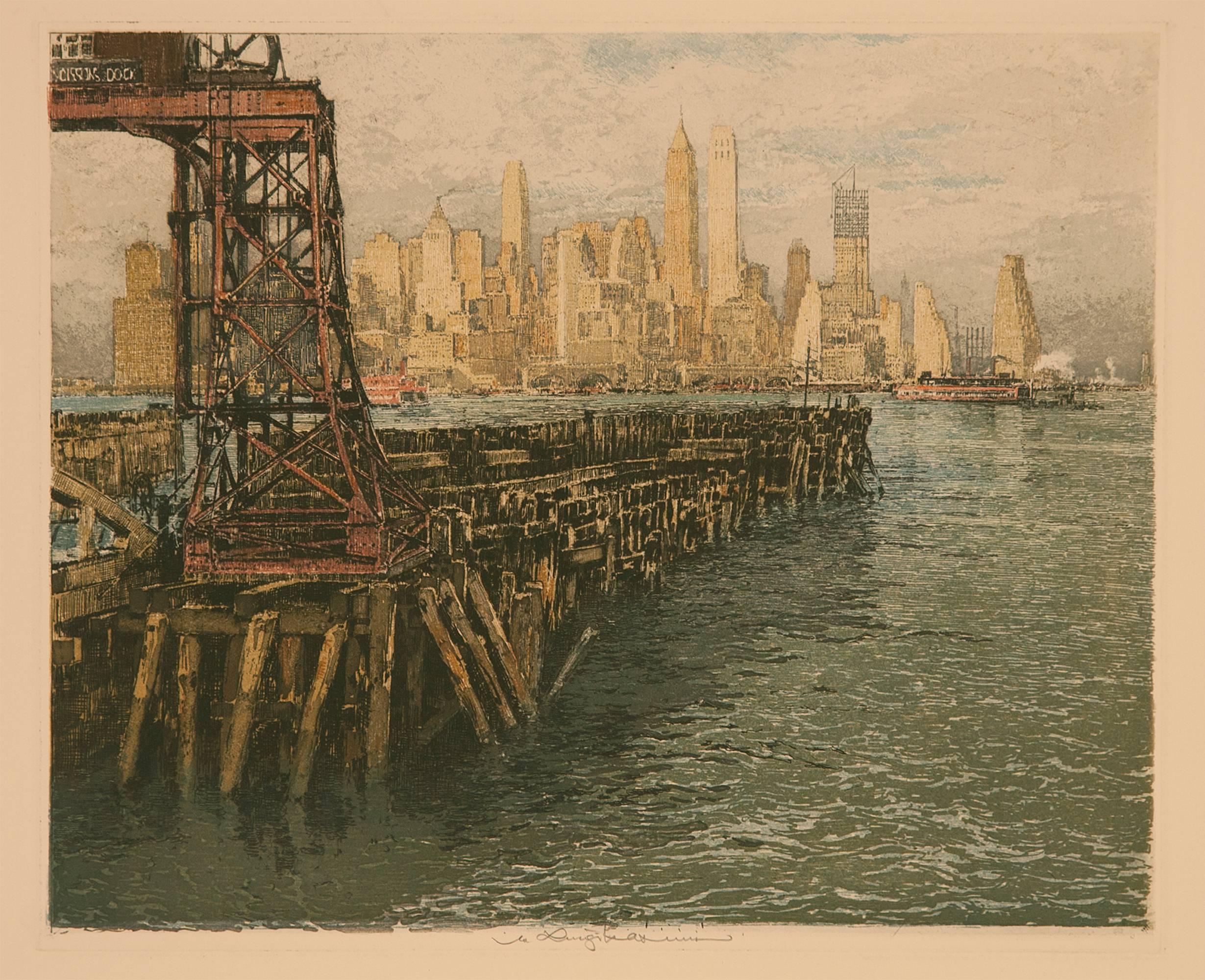 Luigi Kasimir Landscape Print - DUPLICATE LISTING New York City Skyline