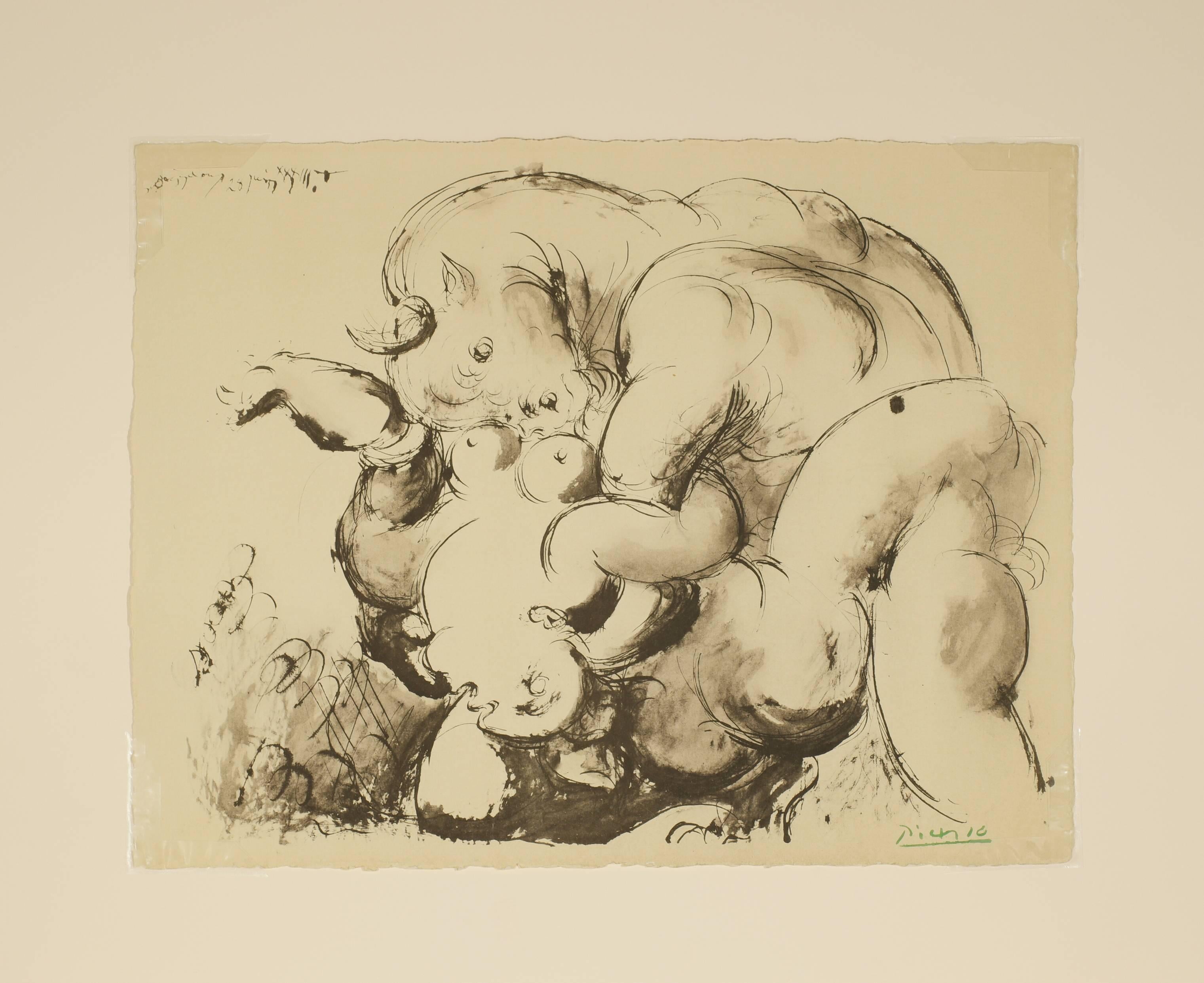 Pablo Picasso Figurative Print - Minotaure and Nude