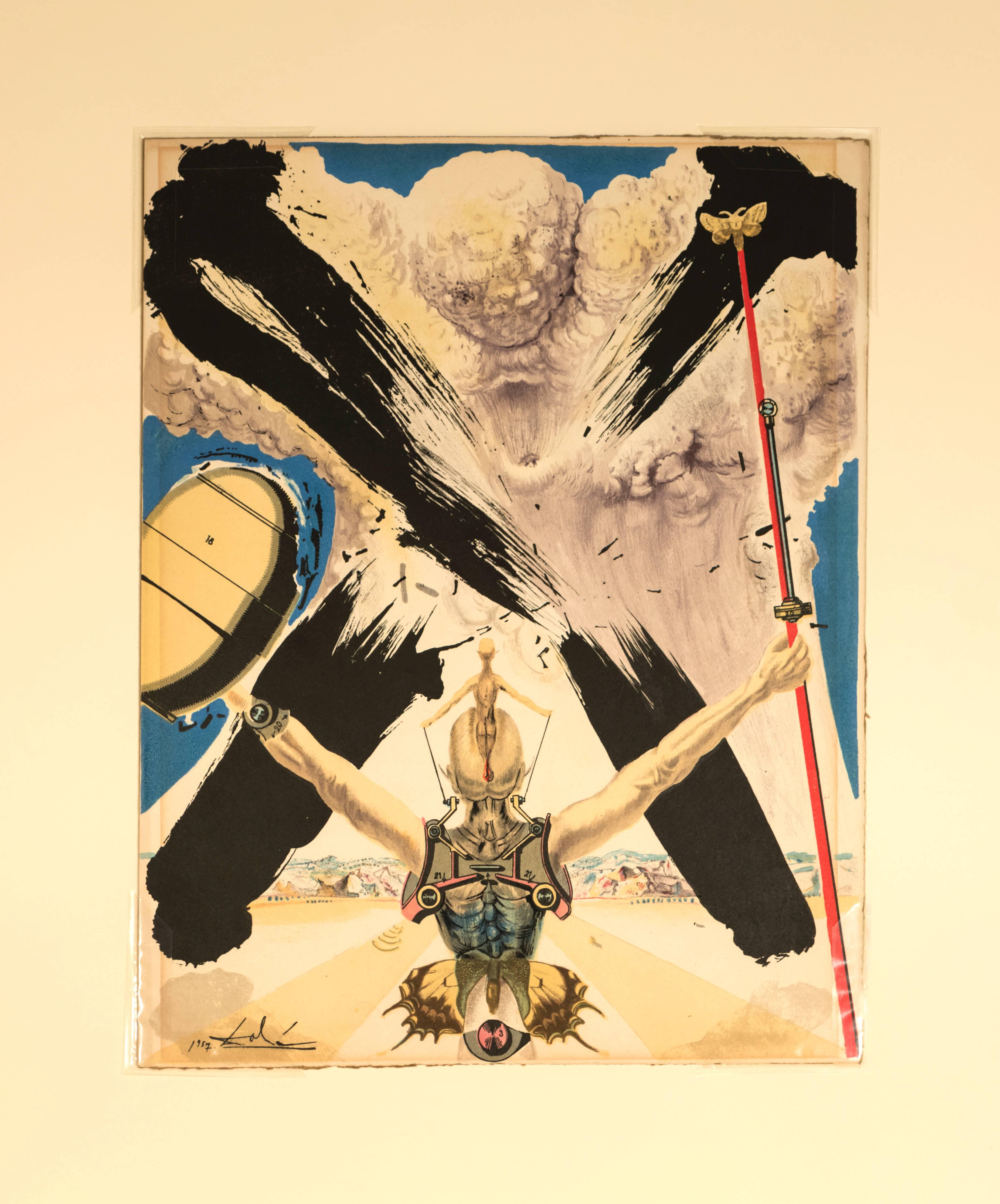 Salvador Dalí Figurative Print - Don Quixote Encountering His Paranoiac Giants 