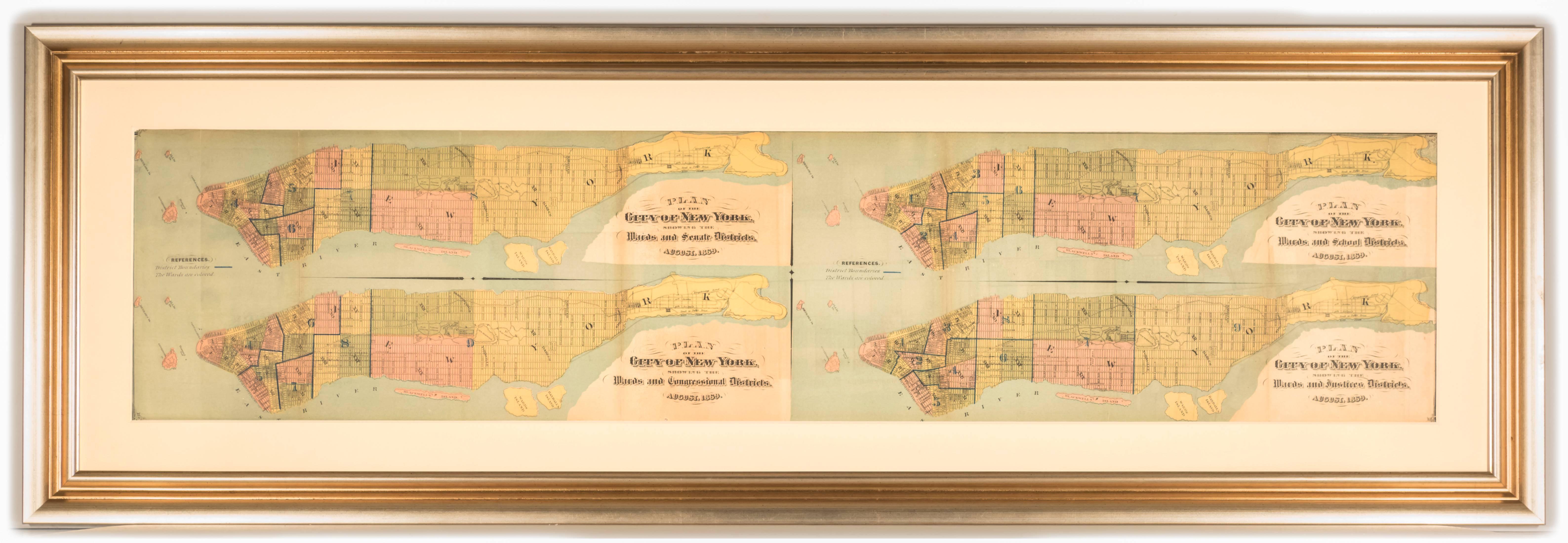 Unknown Print - Historic Plan of New York City Showing Political, Legal, School Districts 