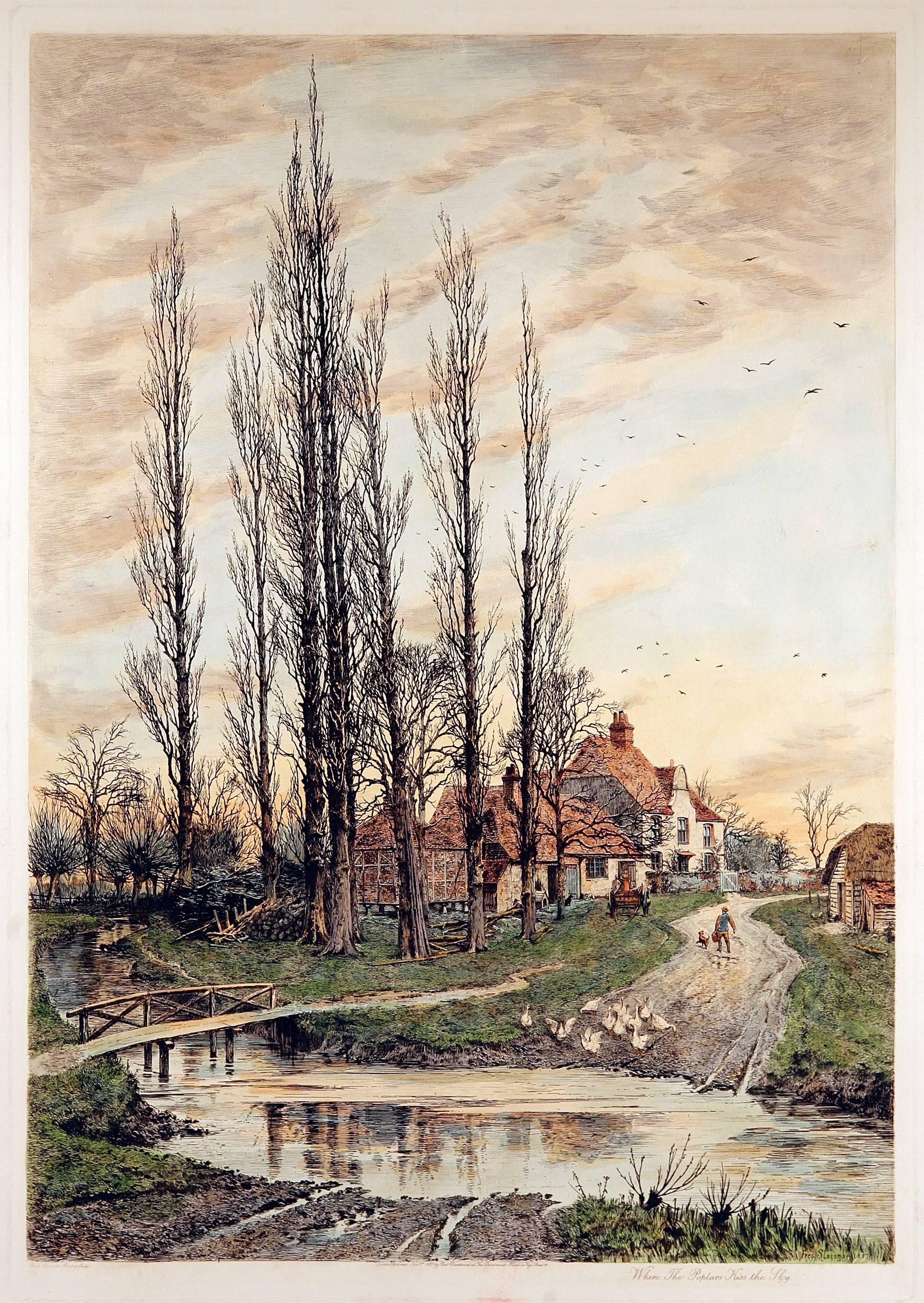 Fred Slocombe Landscape Print - Where the Poplars Kiss the Sky