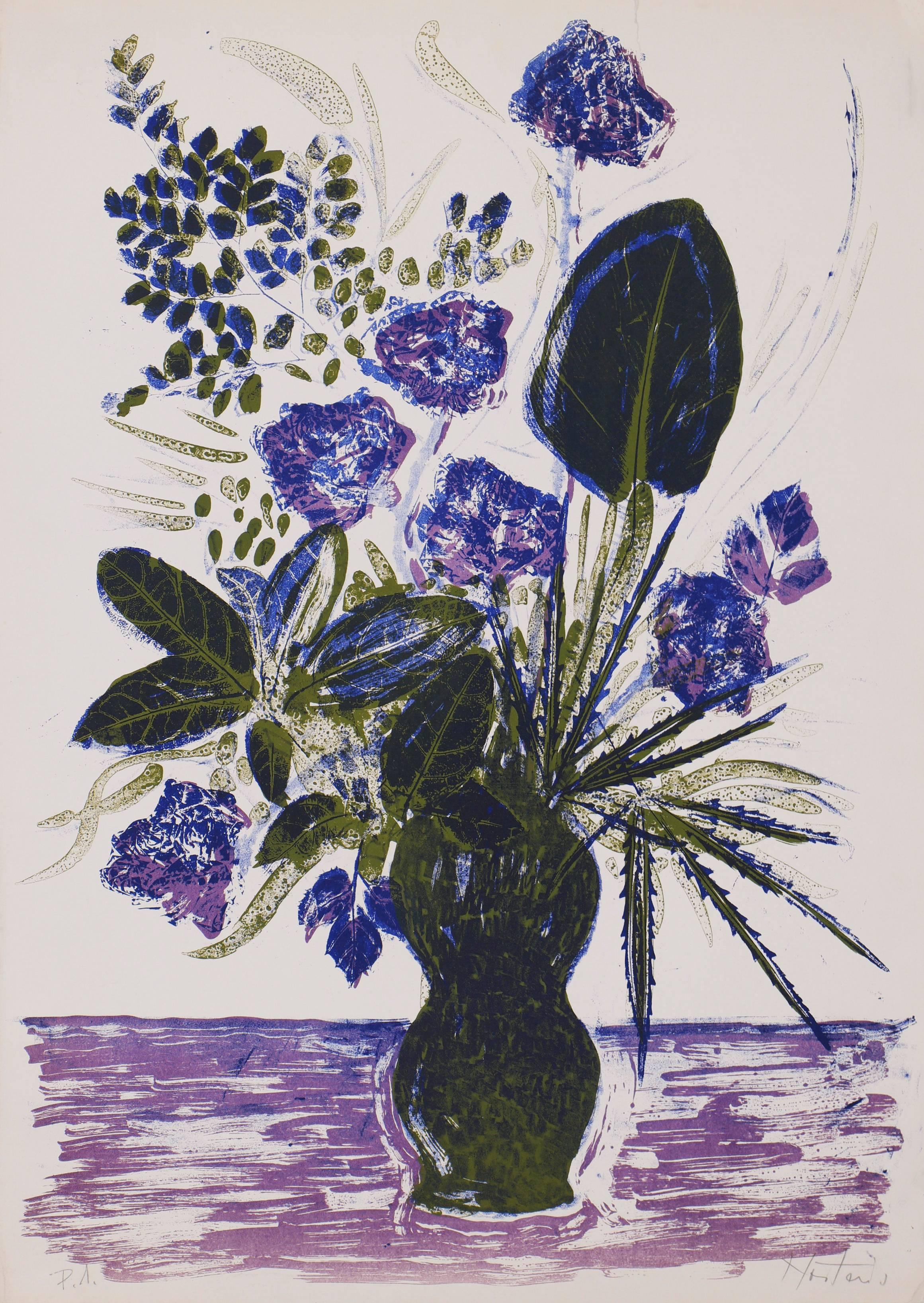 Alessandro Nastasio Still-Life Print - Purple and Blue Bouquet