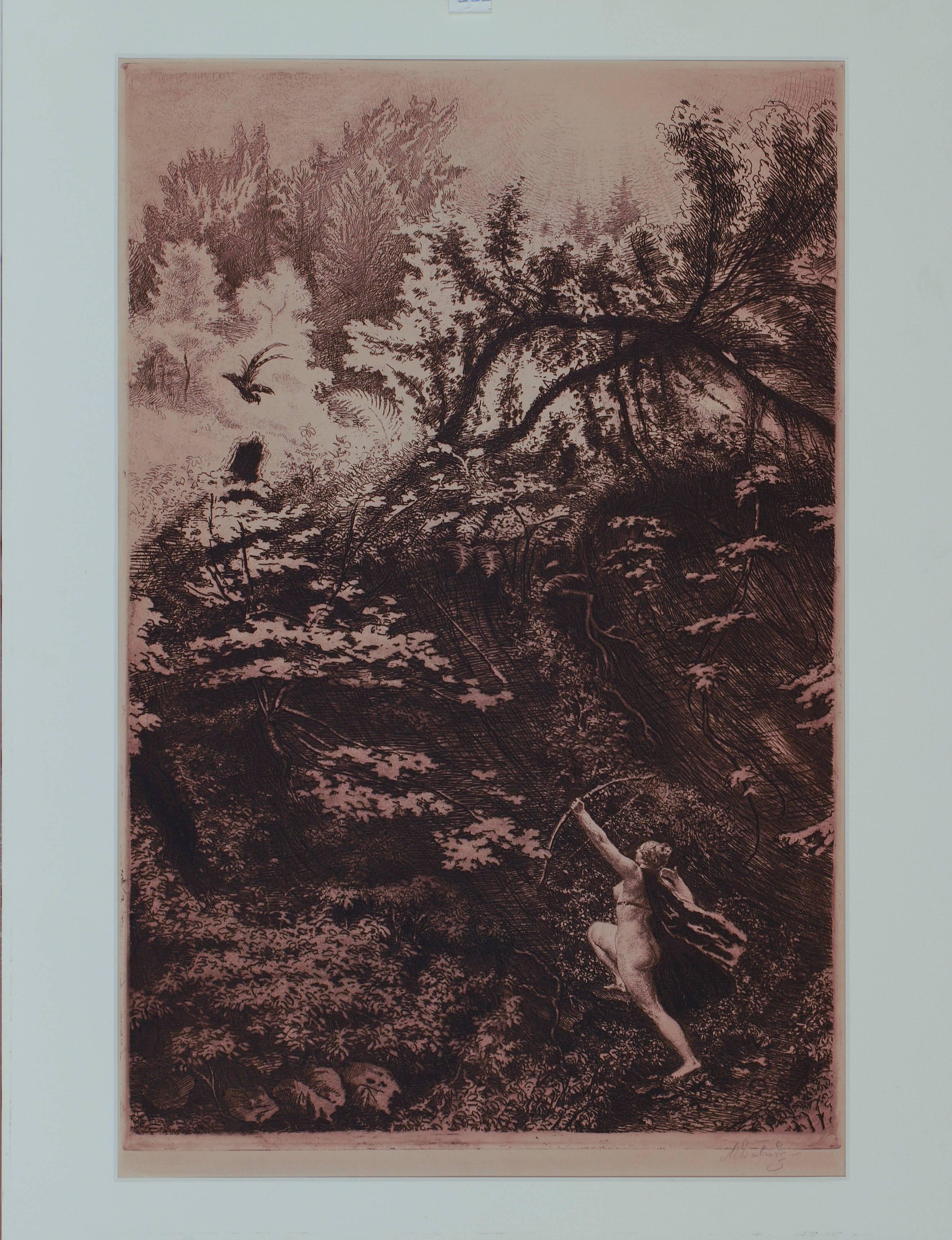 Max Svabinsky Landscape Print - Diana of the Hunt
