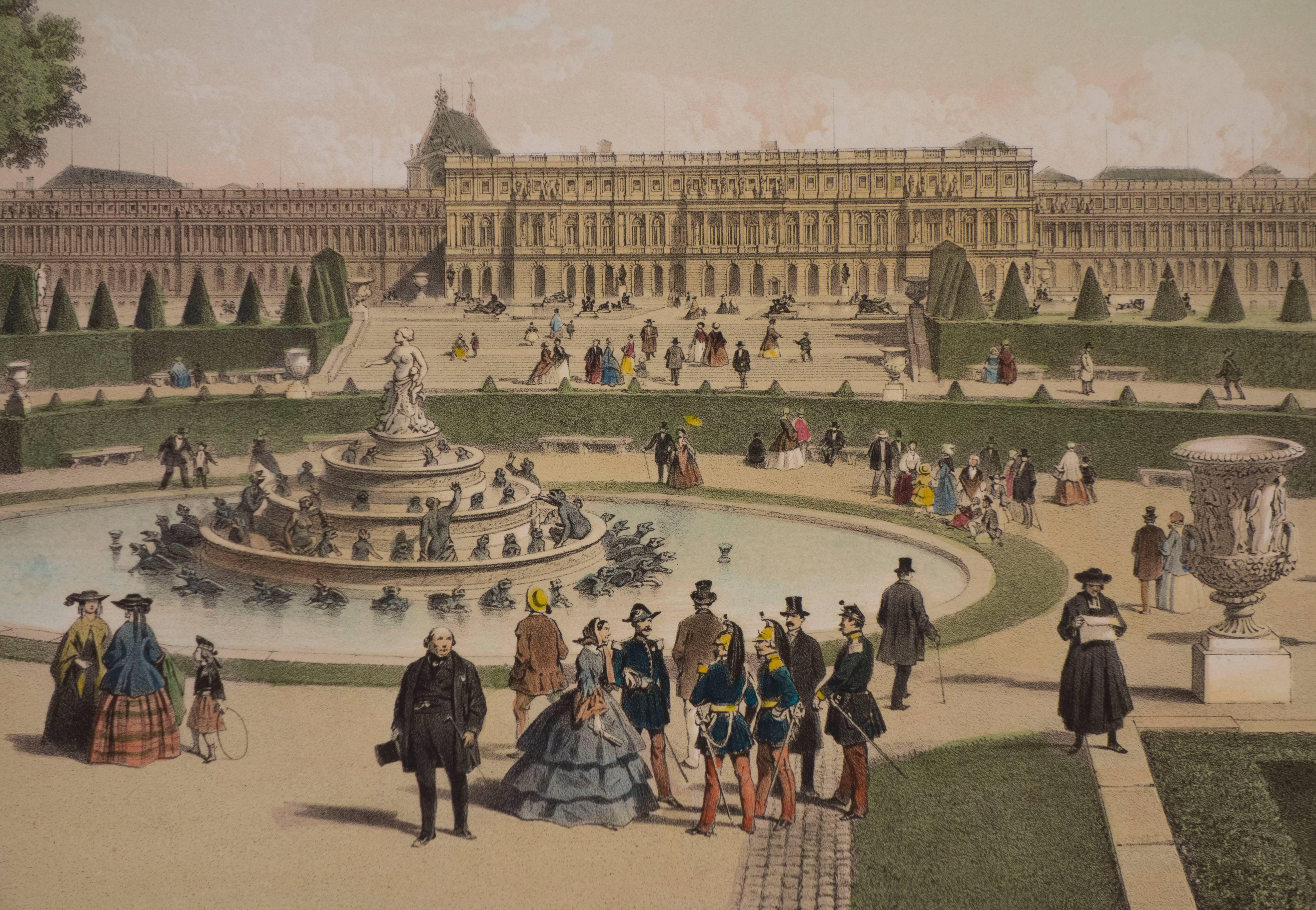 Chateau de Versailles - Brown Landscape Print by Unknown