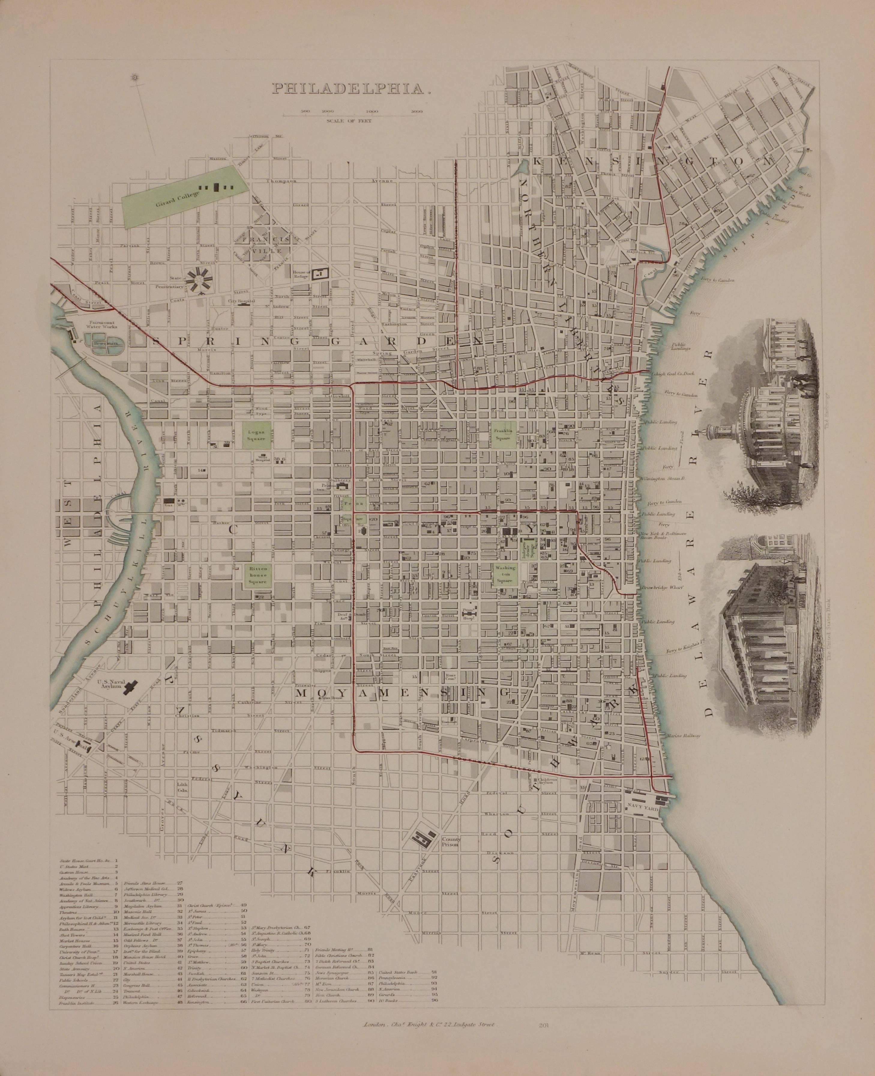 Unknown Print - 1844 Map of Philadelphia