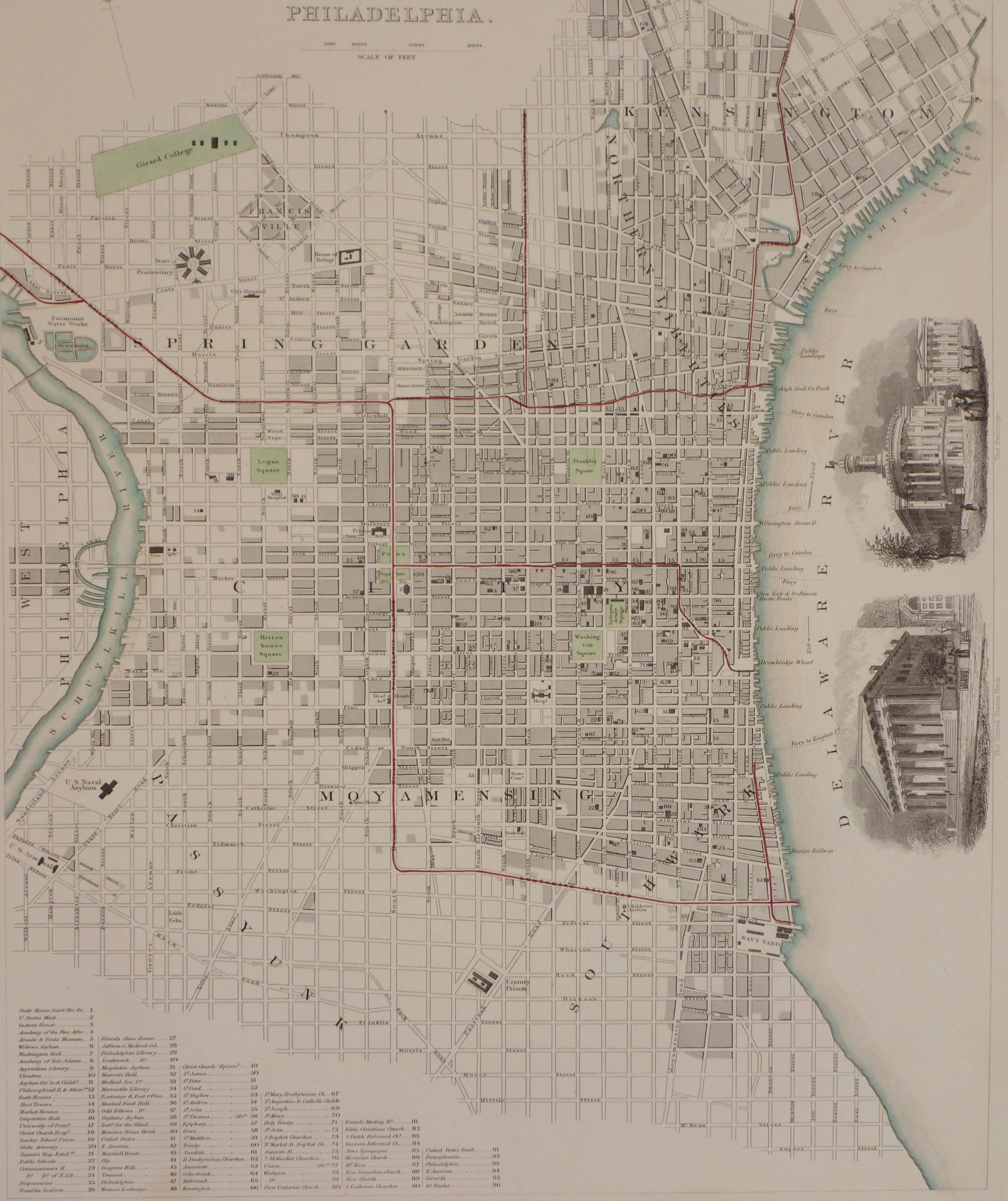 1844 Map of Philadelphia - Print by Unknown