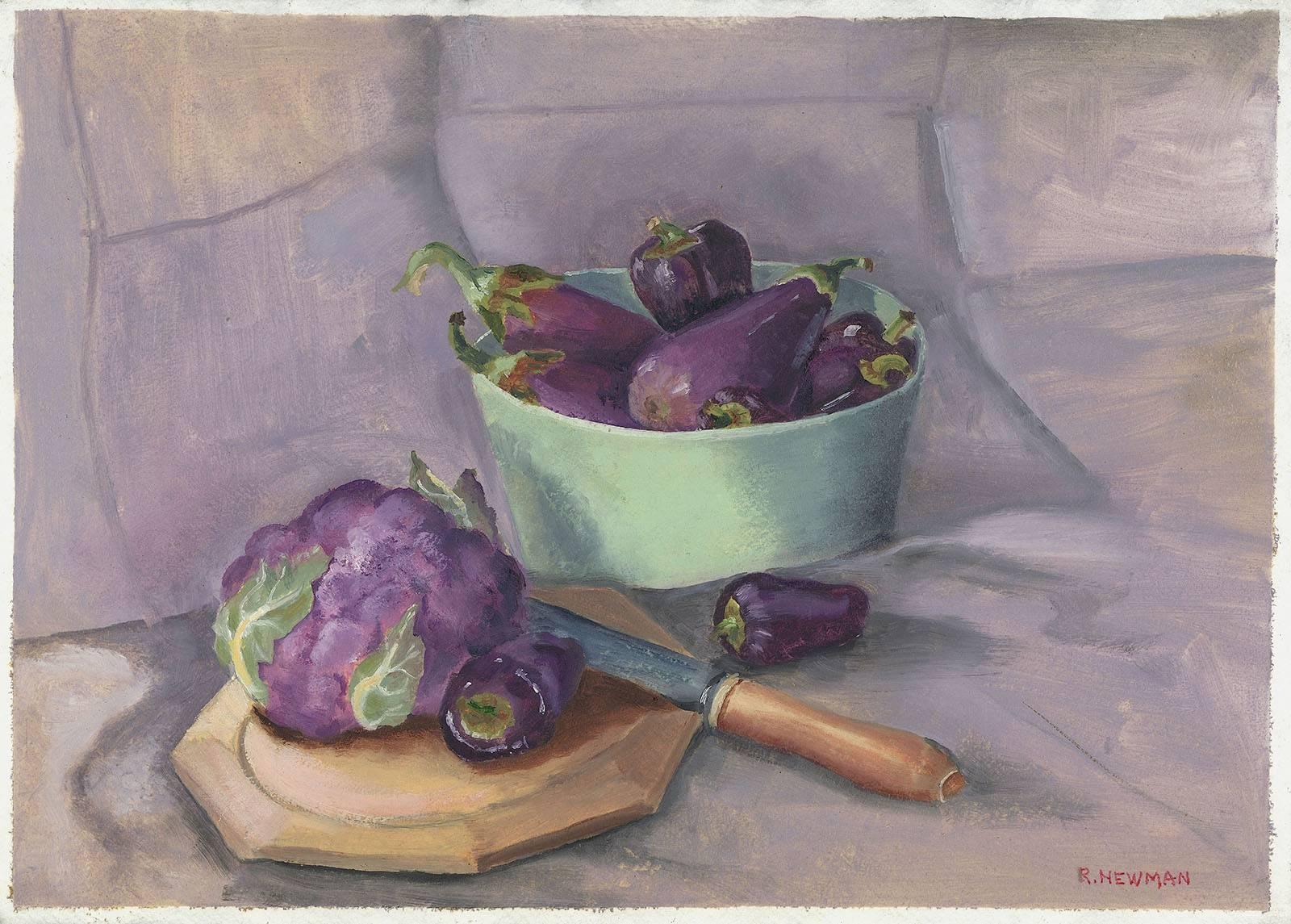 Rachel Newman Still-Life Print - Study in Aubergine 