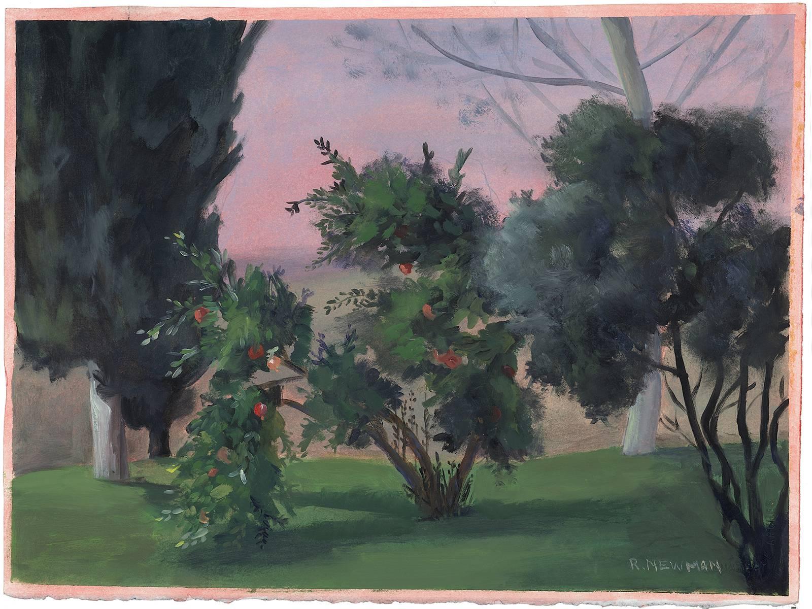 Rachel Newman Landscape Painting - Tuscan Pomegranate Trees