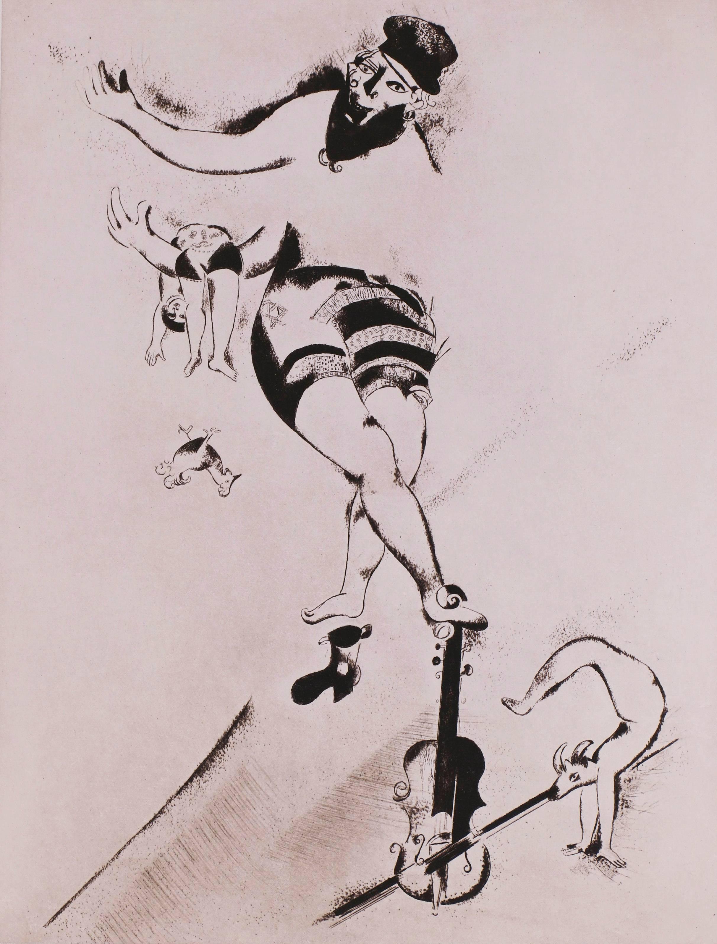 L'Acrobat au violin - Print by Marc Chagall