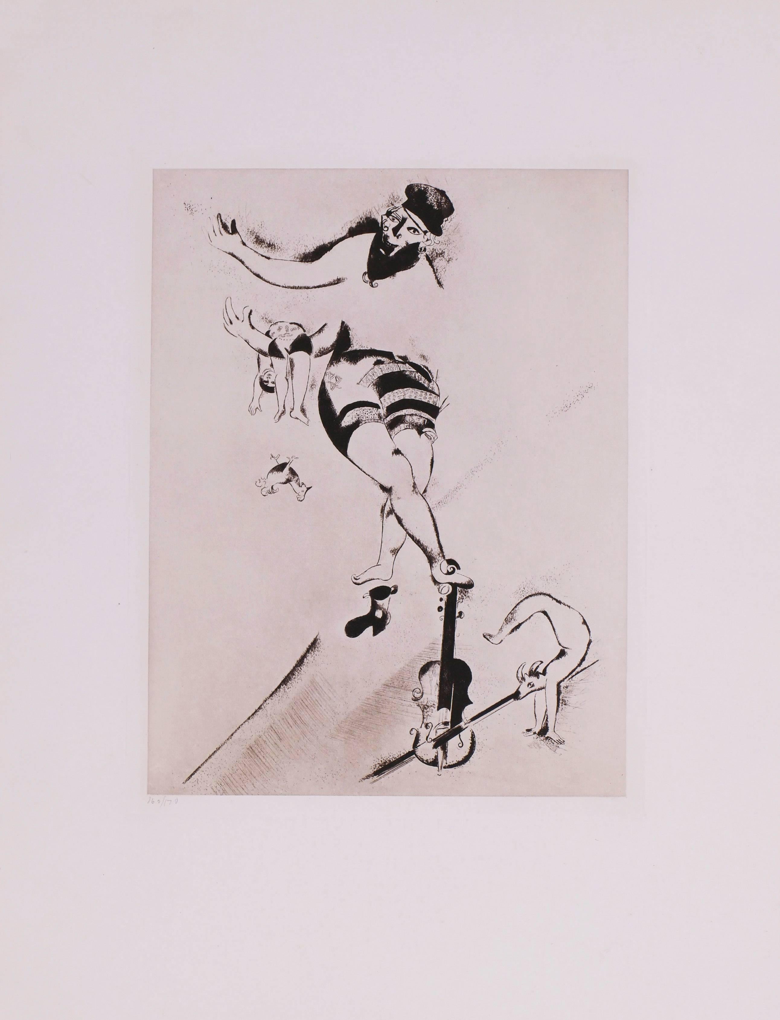 Marc Chagall Figurative Print - L'Acrobat au violin