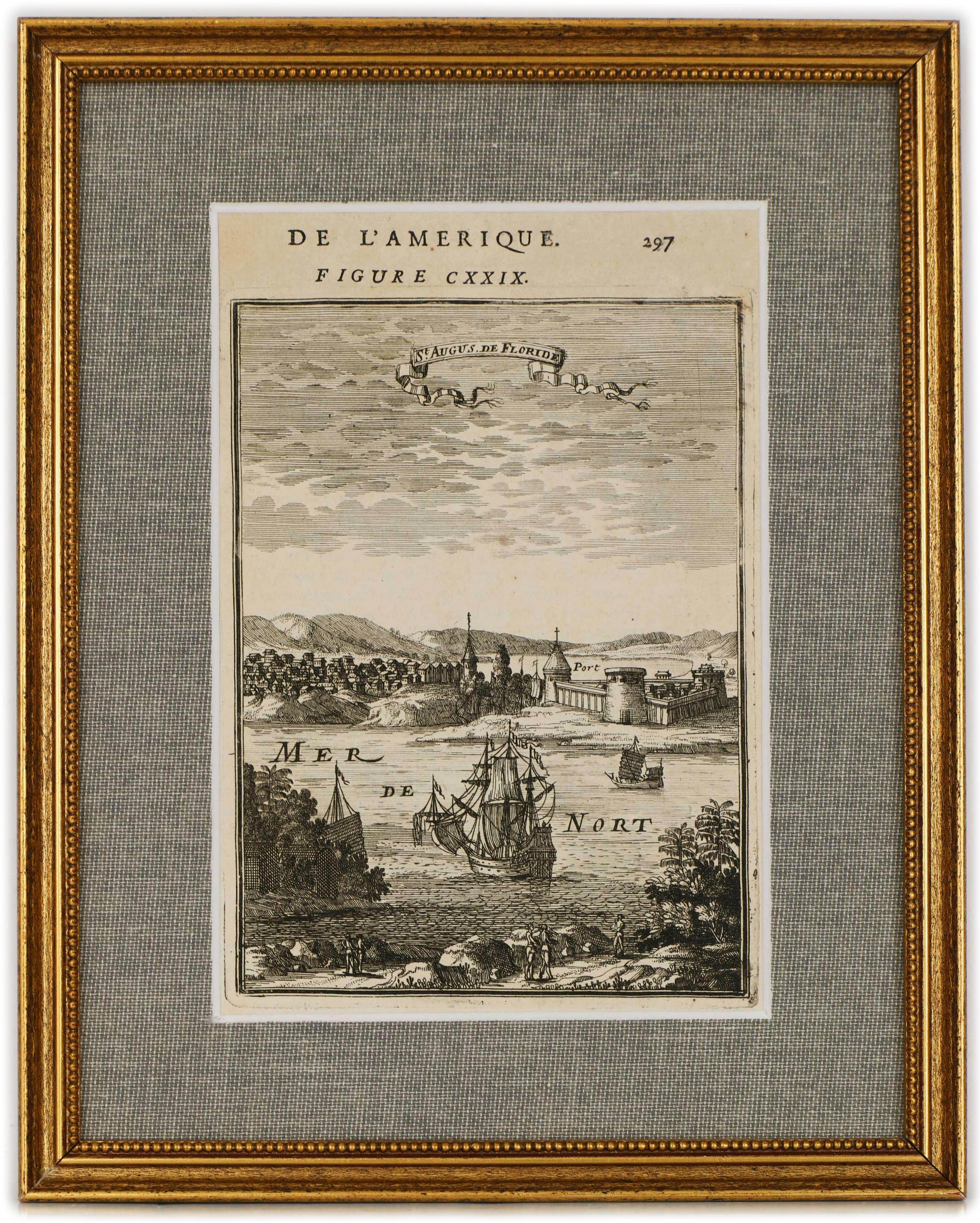 Alain Manesson Mallet Landscape Print - 1683 View of St. Augustine Florida