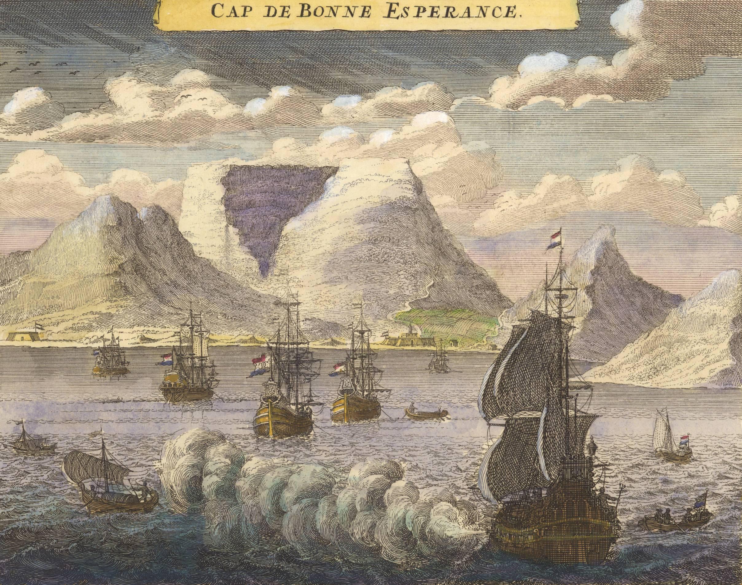 Vue and Description Du Cap De Bonne Esperance - Print by Henri-Abraham Chatelain