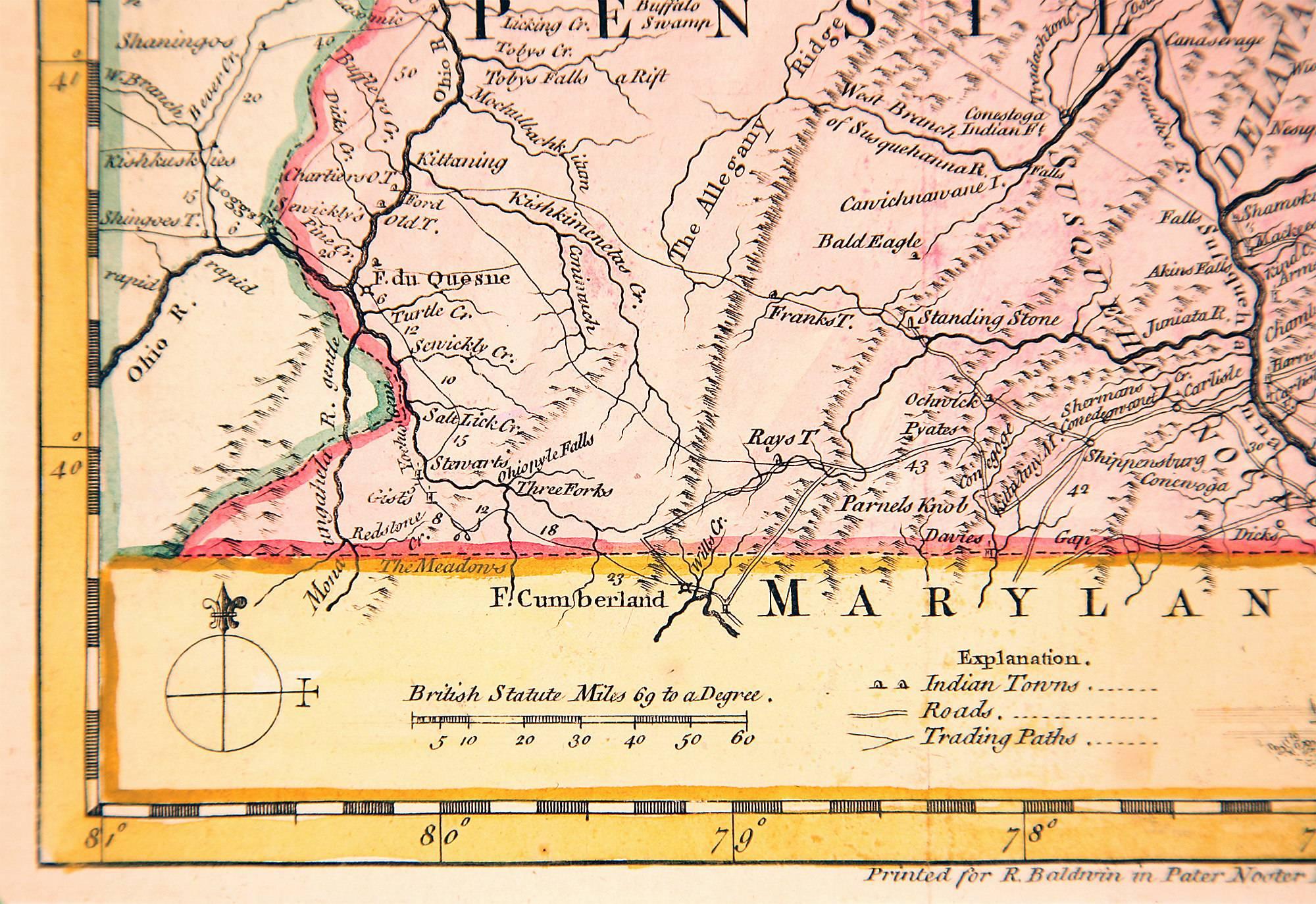 Carte de la Pennsylvanie datant d'avant la guerre pré-révolue - Réalisme Print par Thomas Kitchin