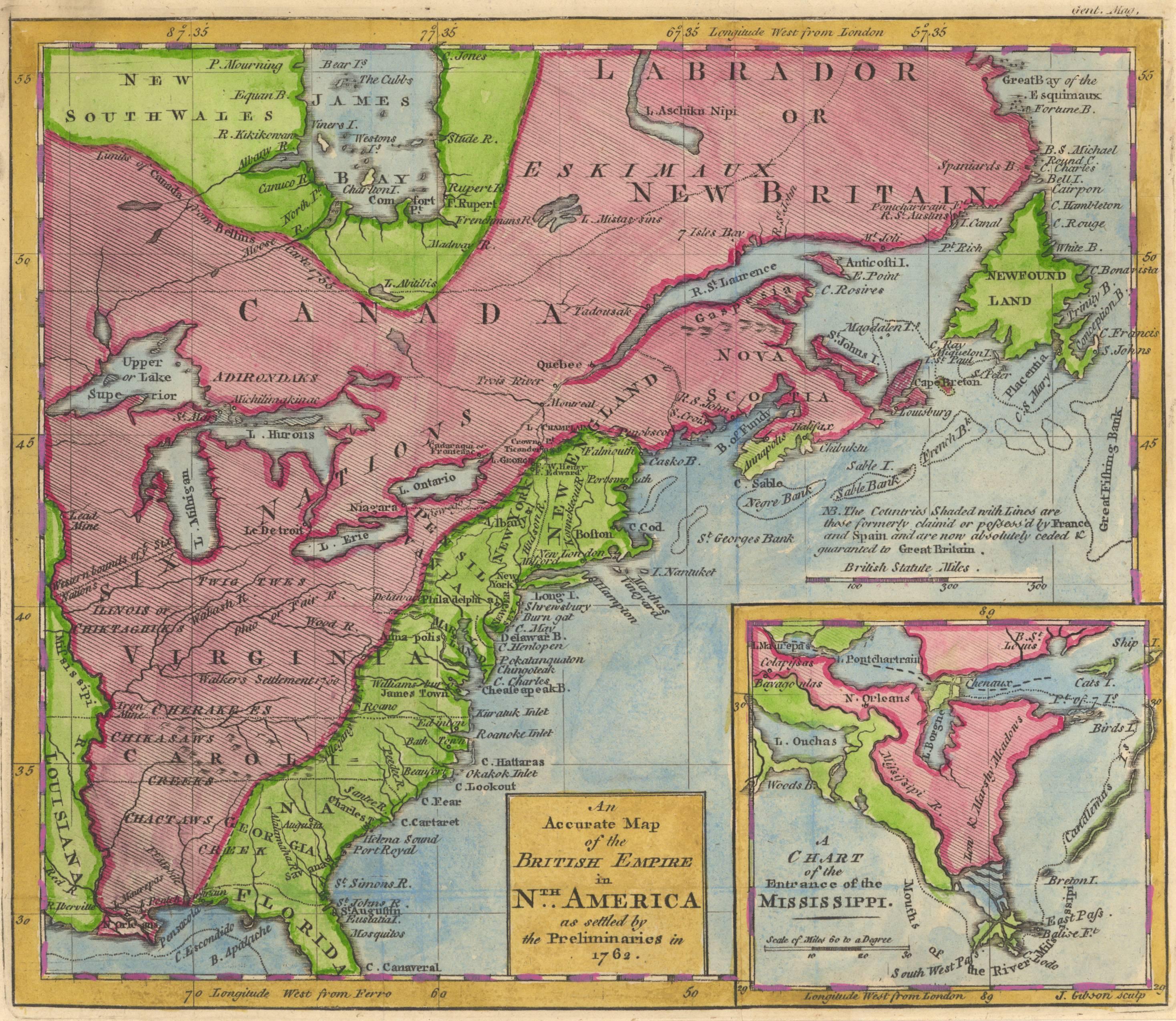 Thomas Kitchin Landscape Print - 1762 Map of North America