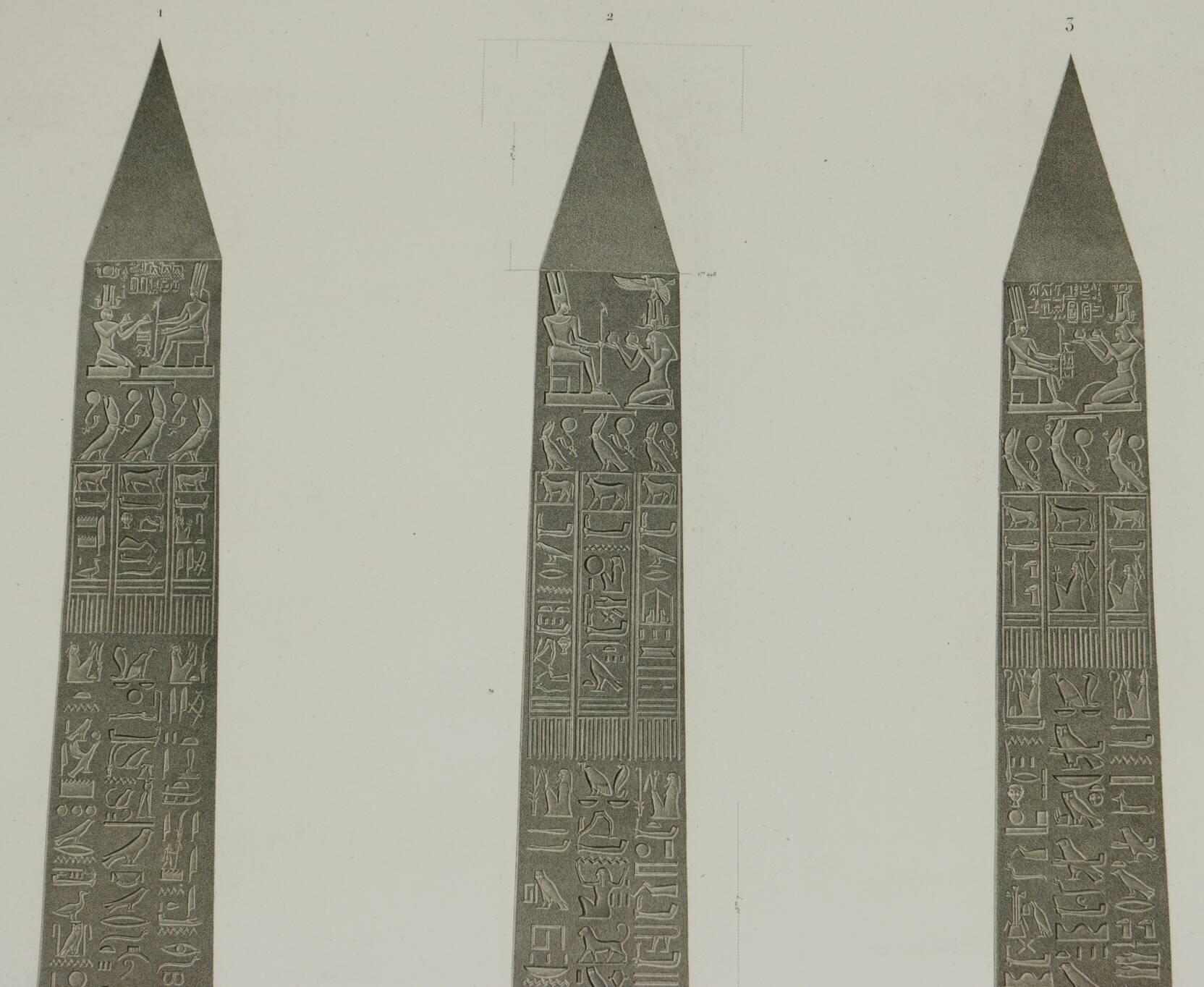  The Western Egyptian Obelisk at Thebes. Louqsor - Print by Jean-Baptiste Prosper Jollois