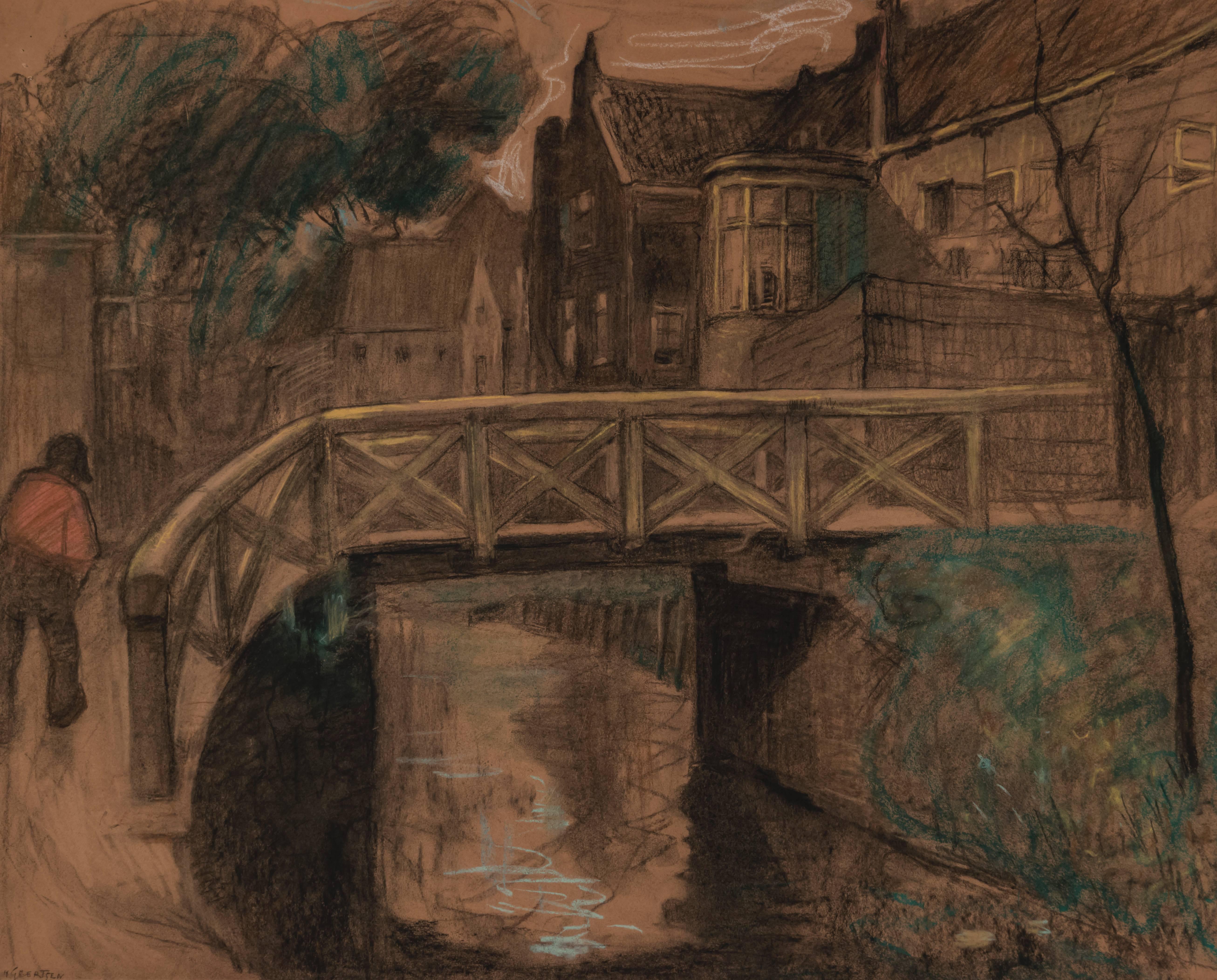 Scène du canal d'un village - Art de Hendrik Geertsen