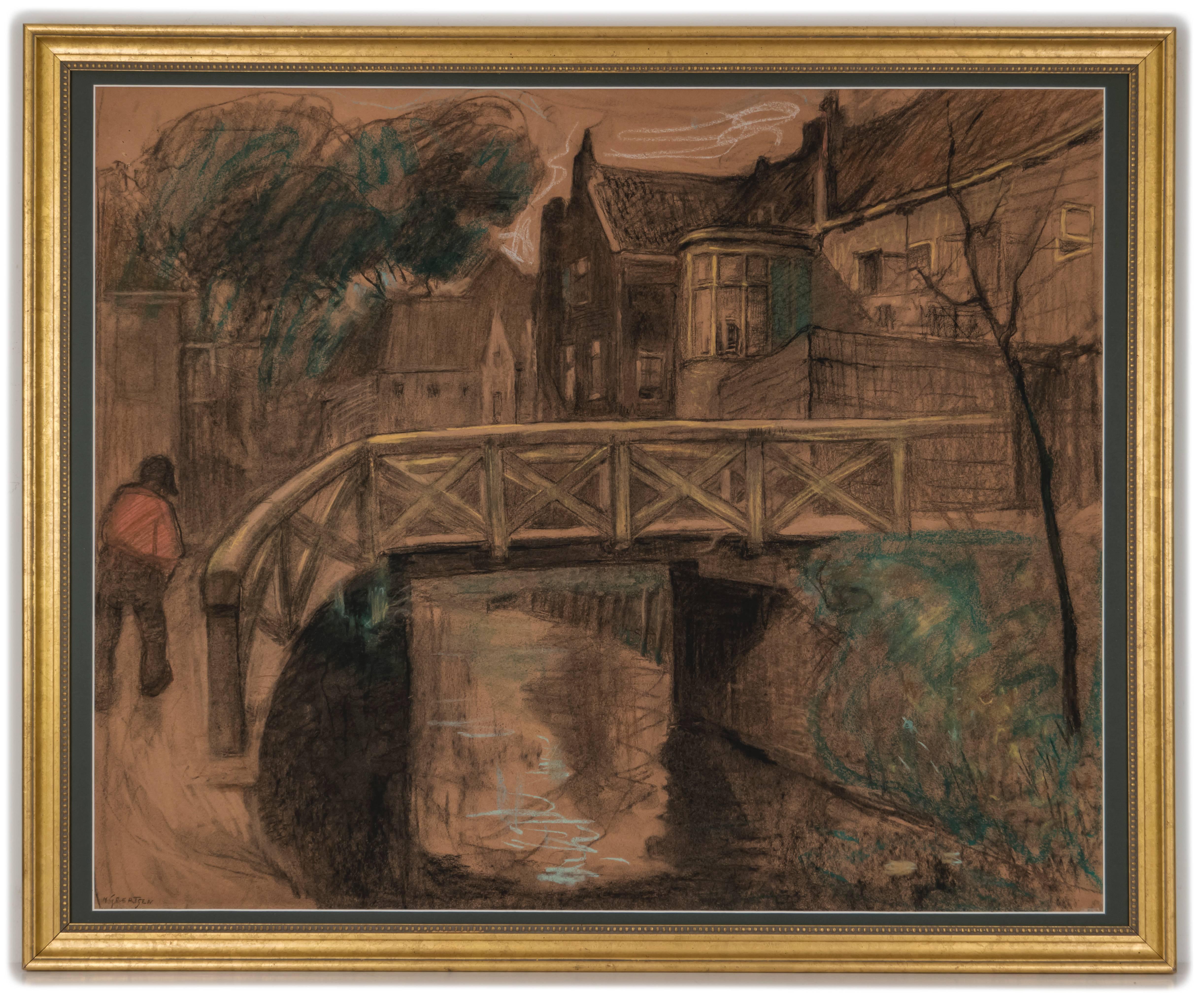 Landscape Art Hendrik Geertsen - Scène du canal d
un village