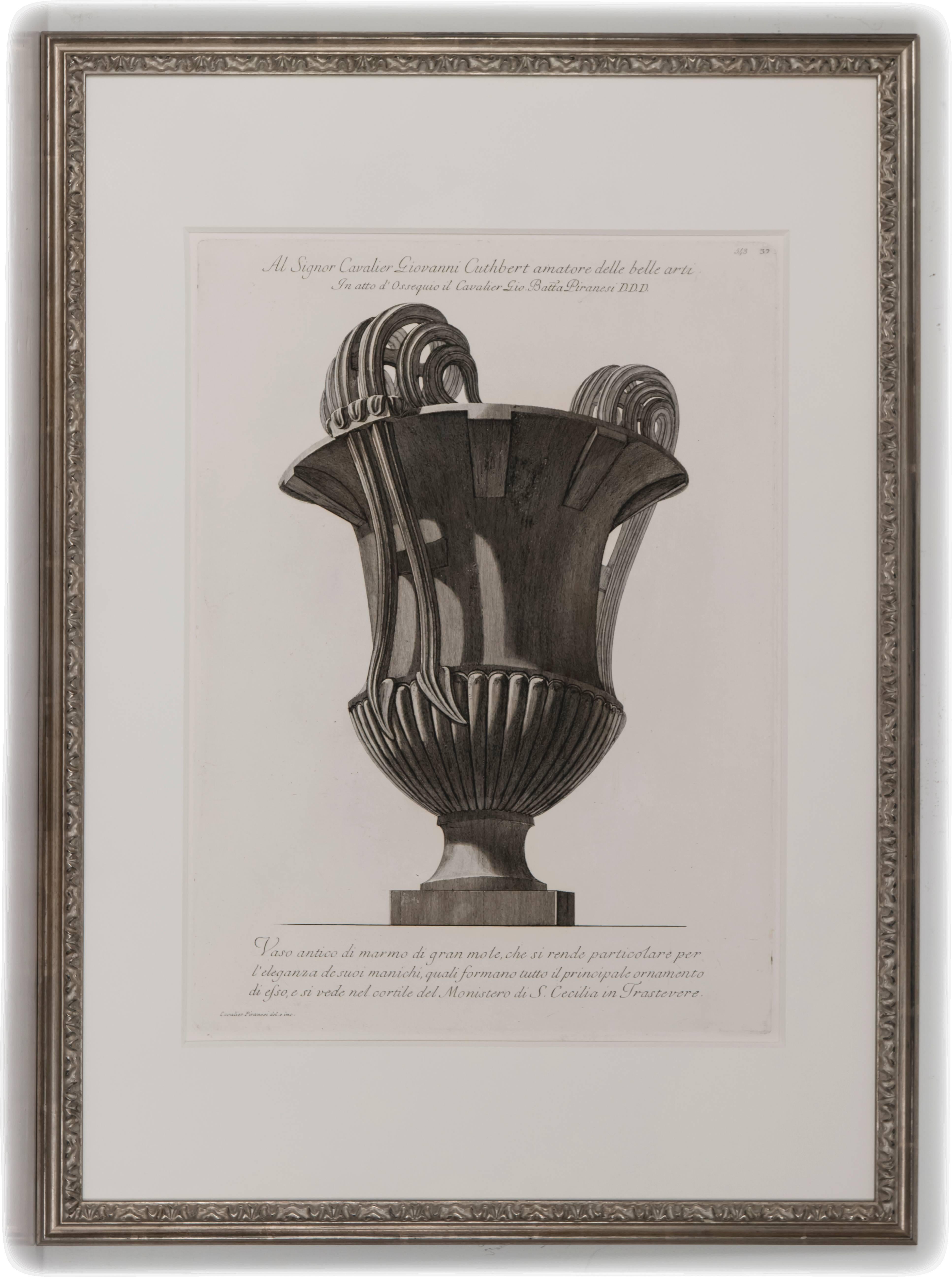 Frame Antique Marble Vase by Giovanni Battista Piranesi 