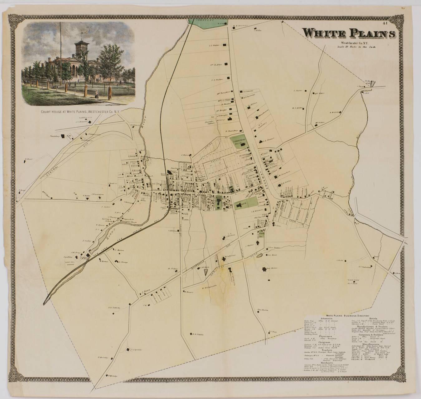 Unknown Landscape Print - Map of White Plains, New York
