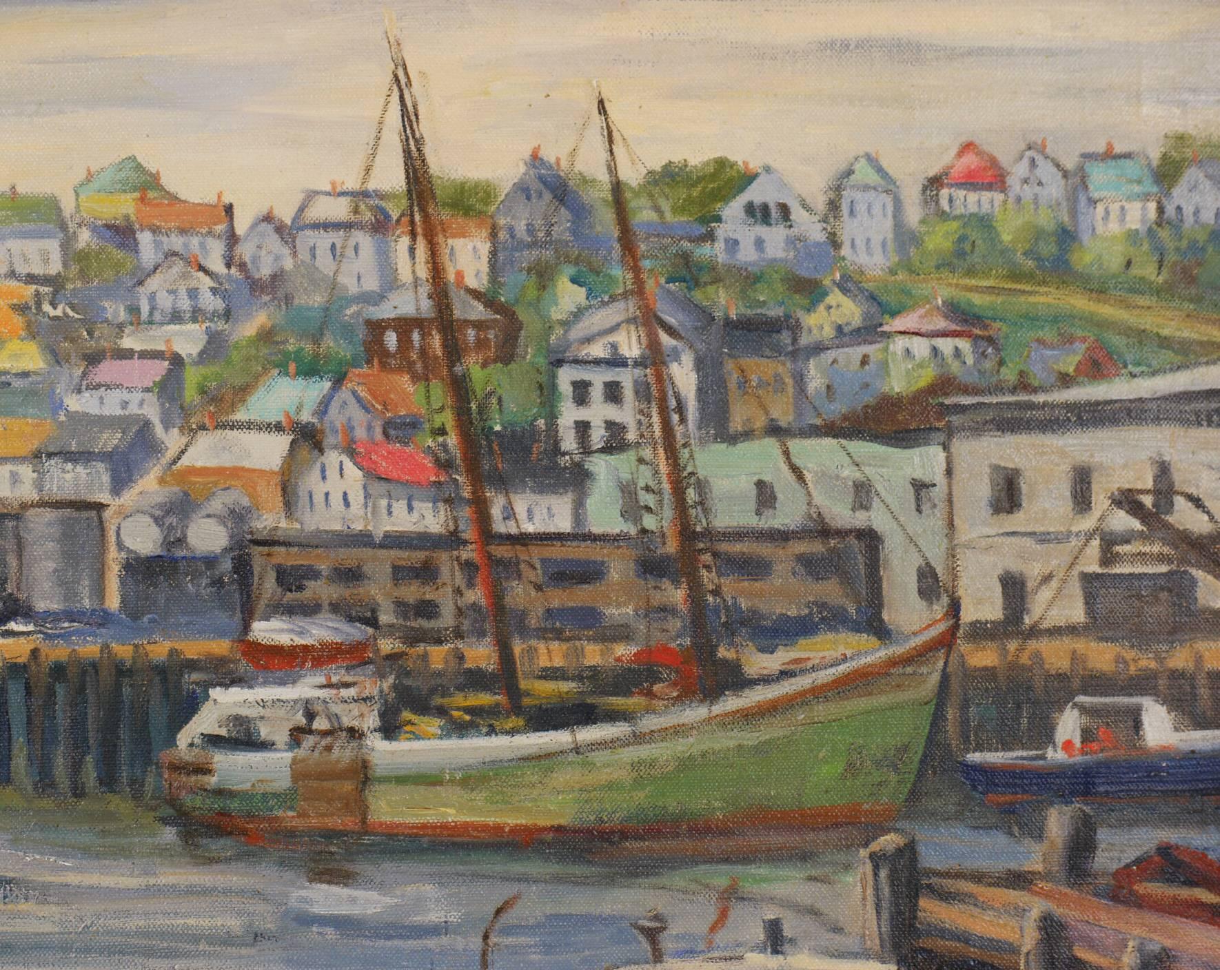 Gloucester Harbor MA - Impressionist Painting by Harry Shokler