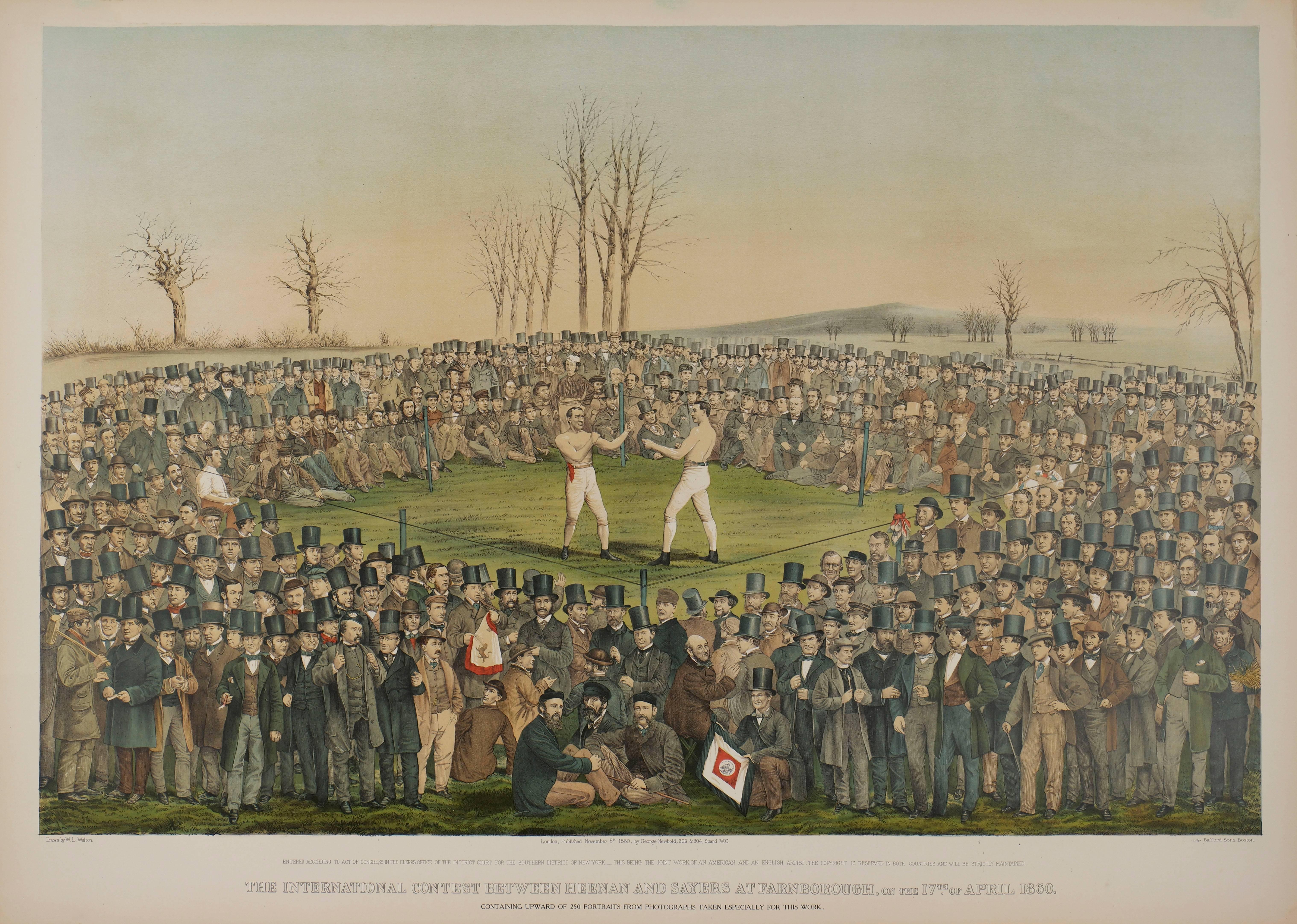 W. L. Walton Figurative Print -  International Boxing Match  Between Heenen and Sayers 1860