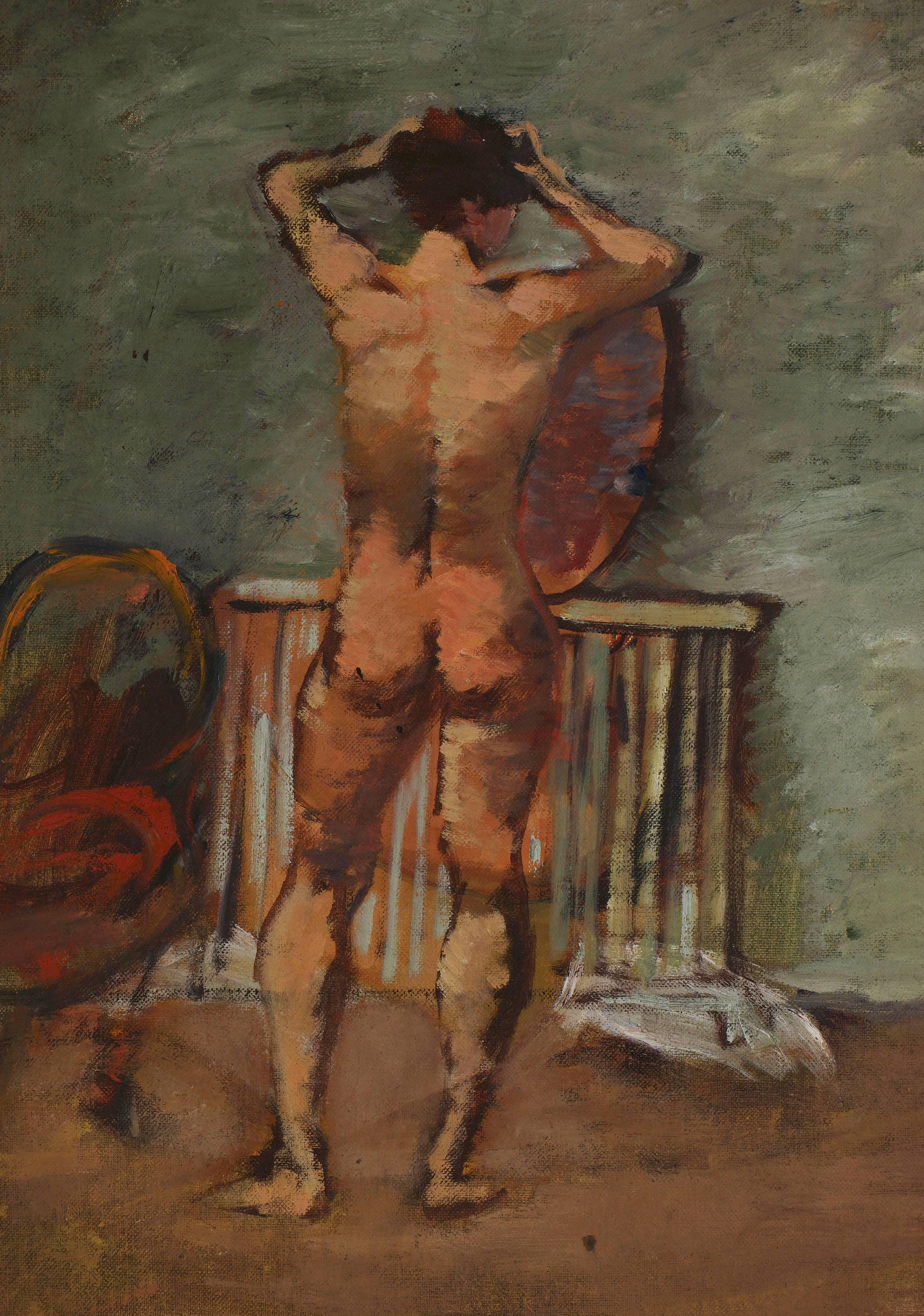 Nude Before Mirror - Painting by Nicolai Cikovsky