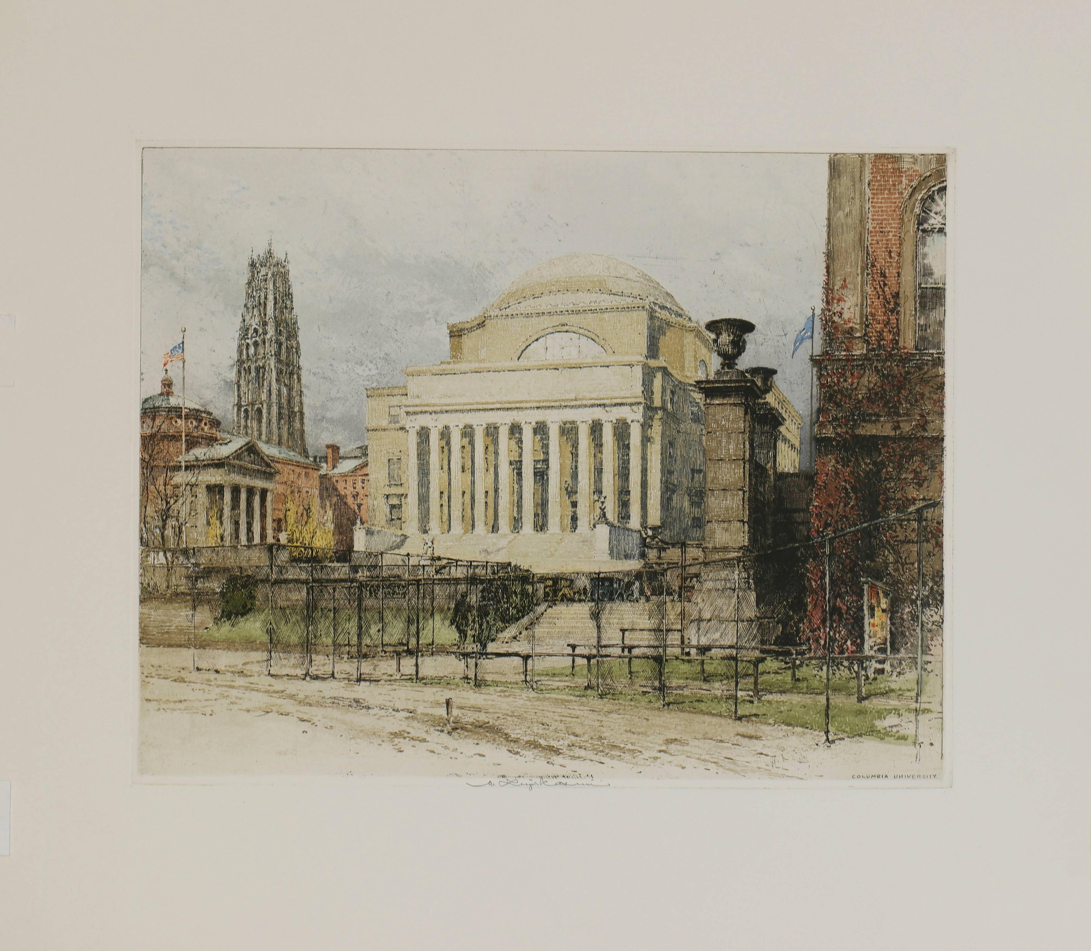 Luigi Kasimir Landscape Print - New York, Columbia University