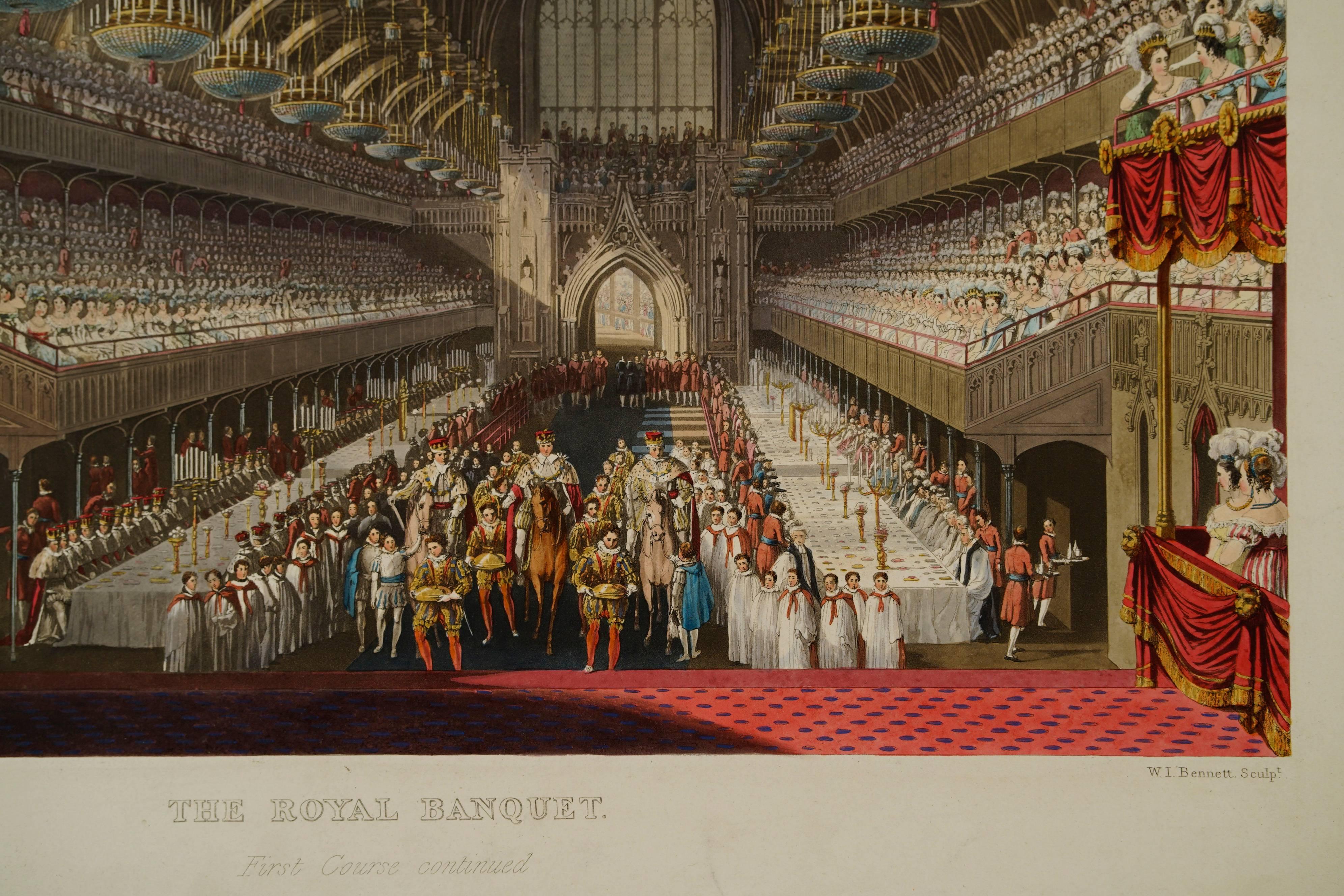 Coronation of George IV, Royal Banquet, First Course Continued - Print by Charles Wild