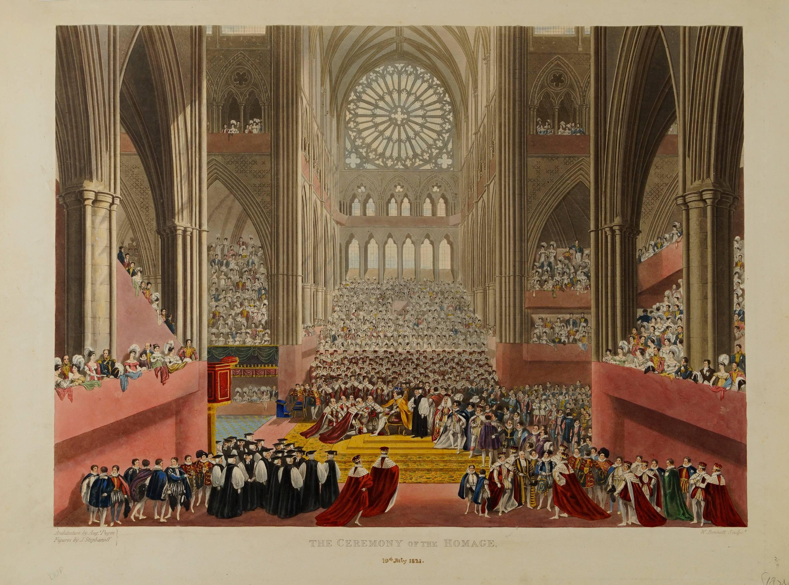 James Stephanoff Figurative Print - Coronation of King George IV, The Ceremony of the Homage